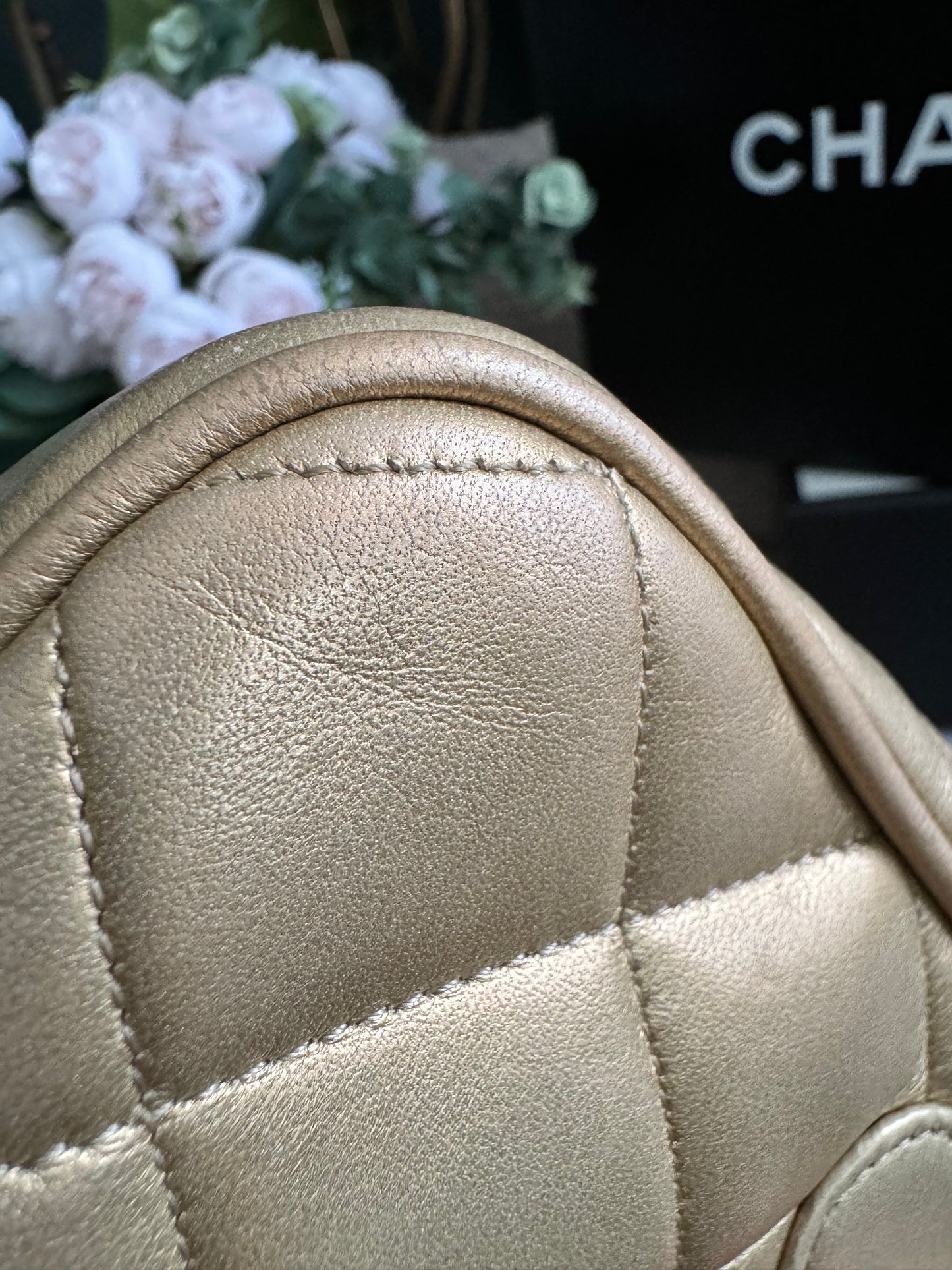 Chanel Metallic Lambskin Quilted Mini Flap Gold