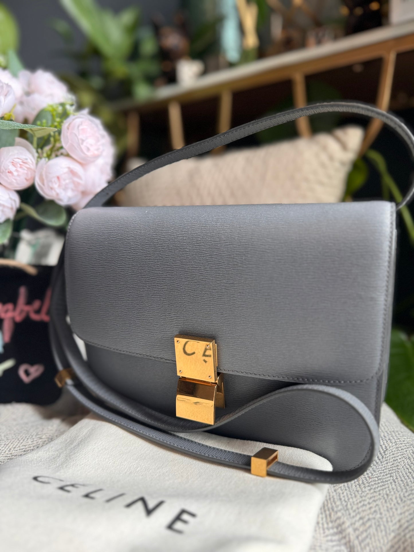 Celine Medium Box Bag in Grey