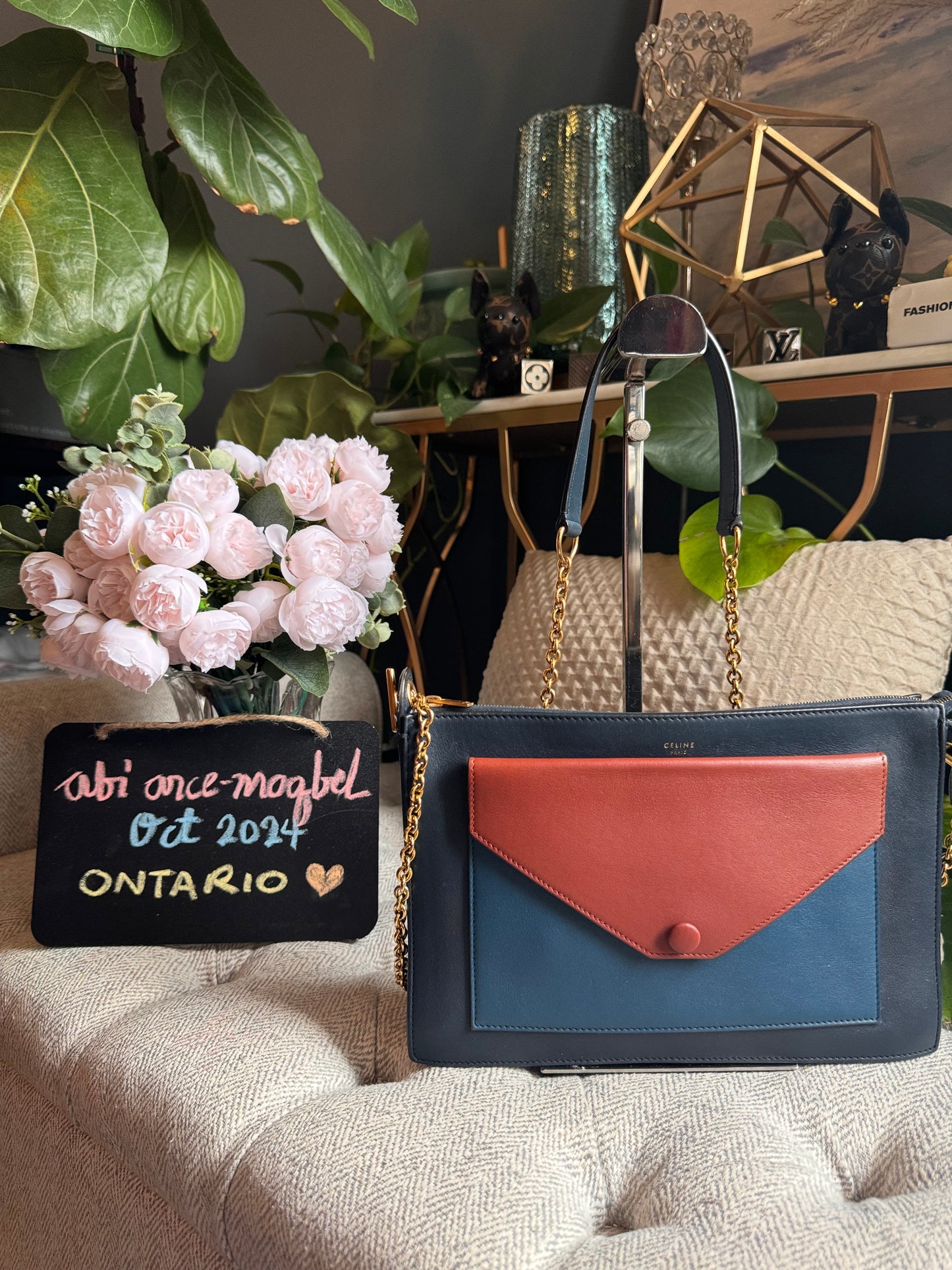 Celine Tricolour Pocket Envelope on Chain