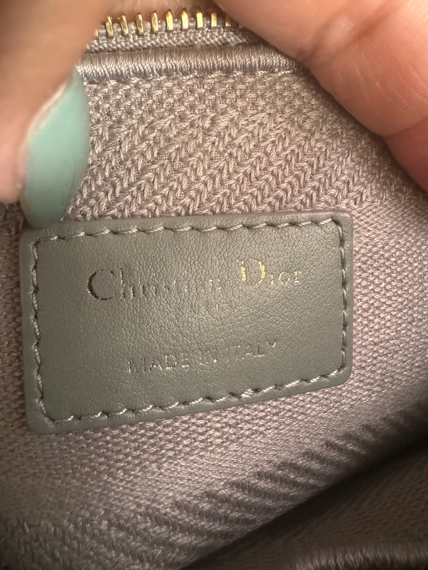 Christian Dior LADY D-LITE Medium Bag in Cool Grey Cannage Embroidery