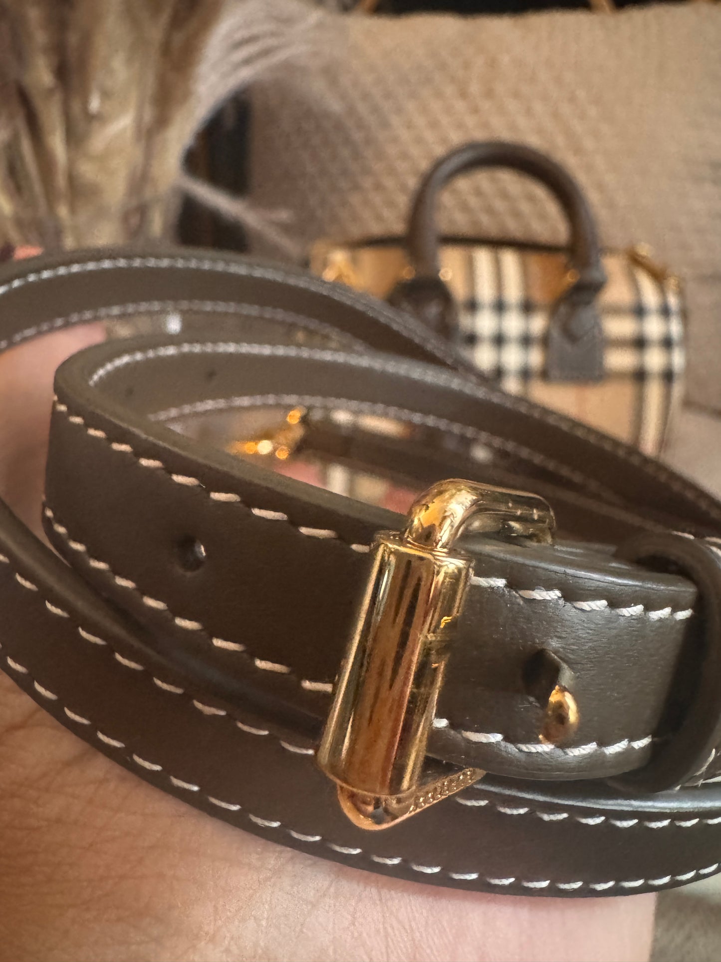 Burberry Mini Check Bowling Bag in Military