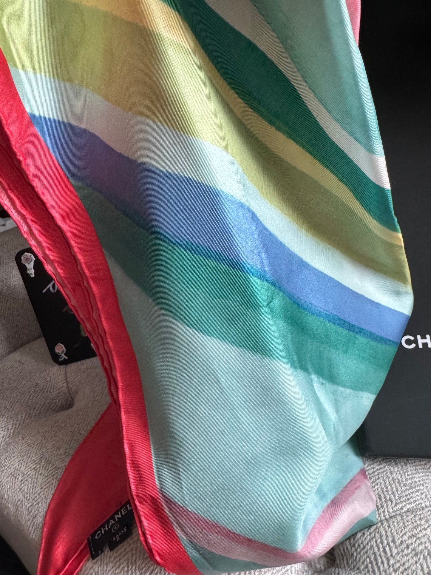 Chanel Coco Cuba Striped Silk Stole Scarf Shawl