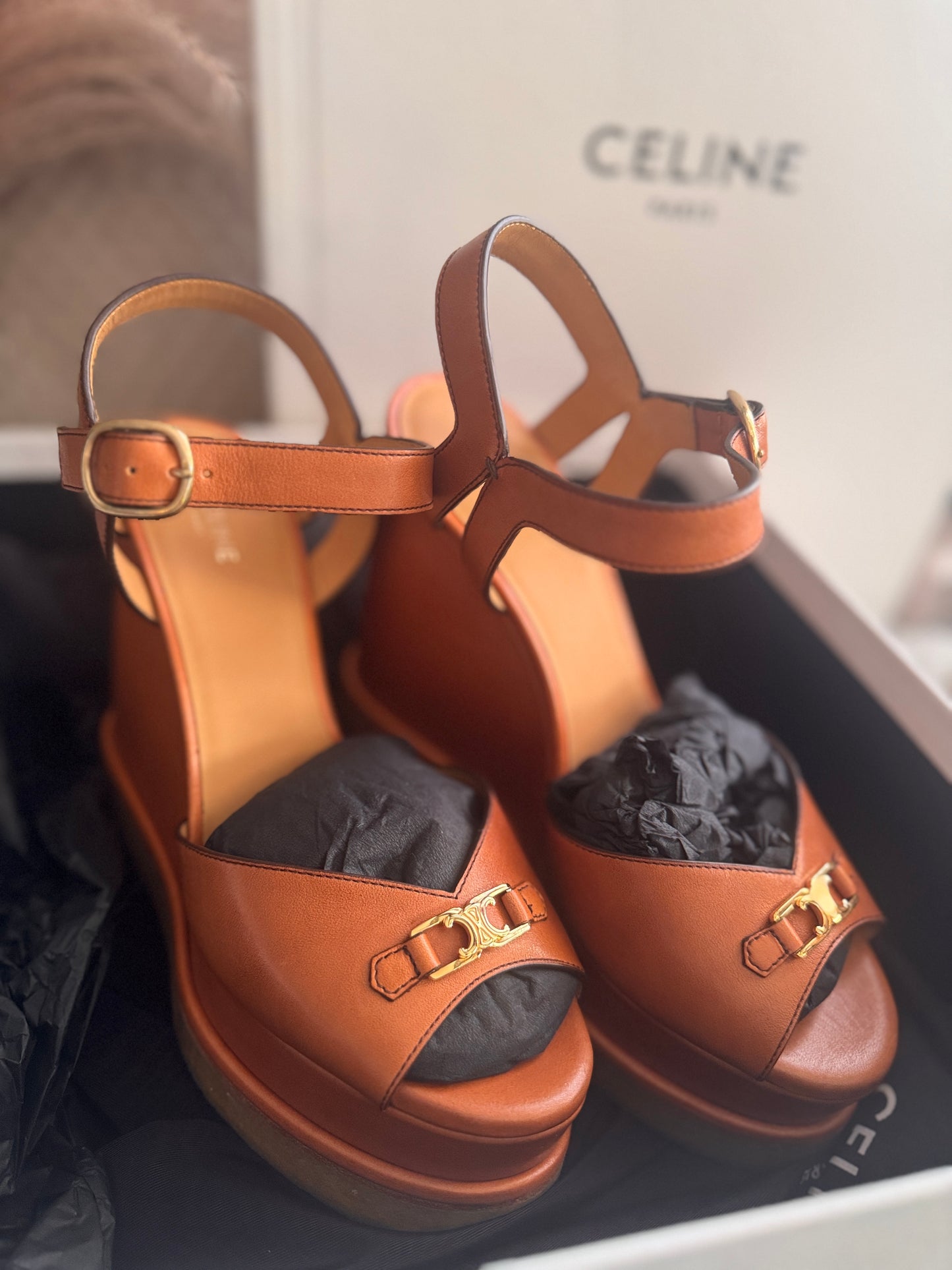 Celine Platform Leather Wedges