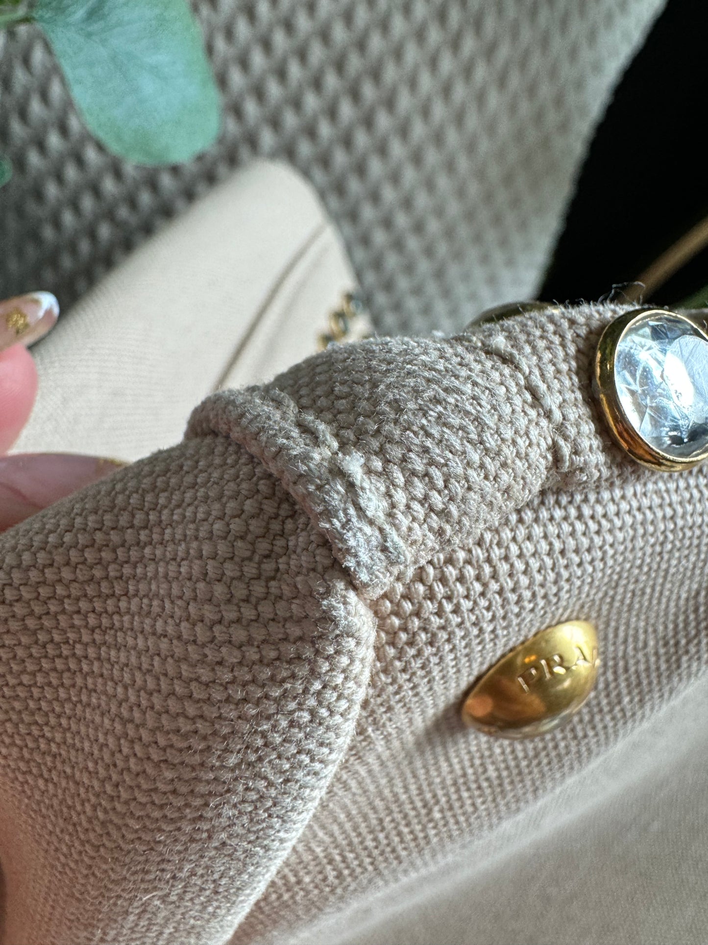 Prada Studded Canapa Tote