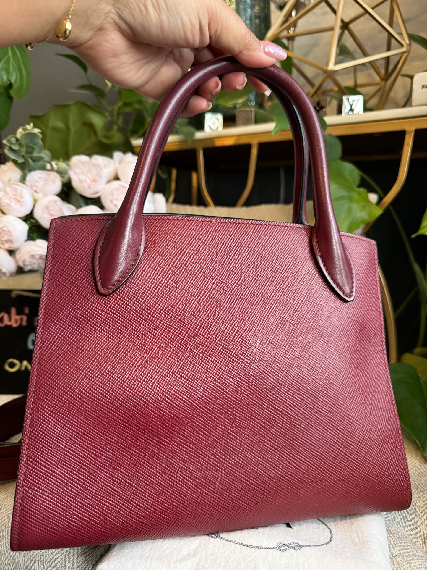 PRADA Saffiano Cuir Small Monochrome Top Handle Tote