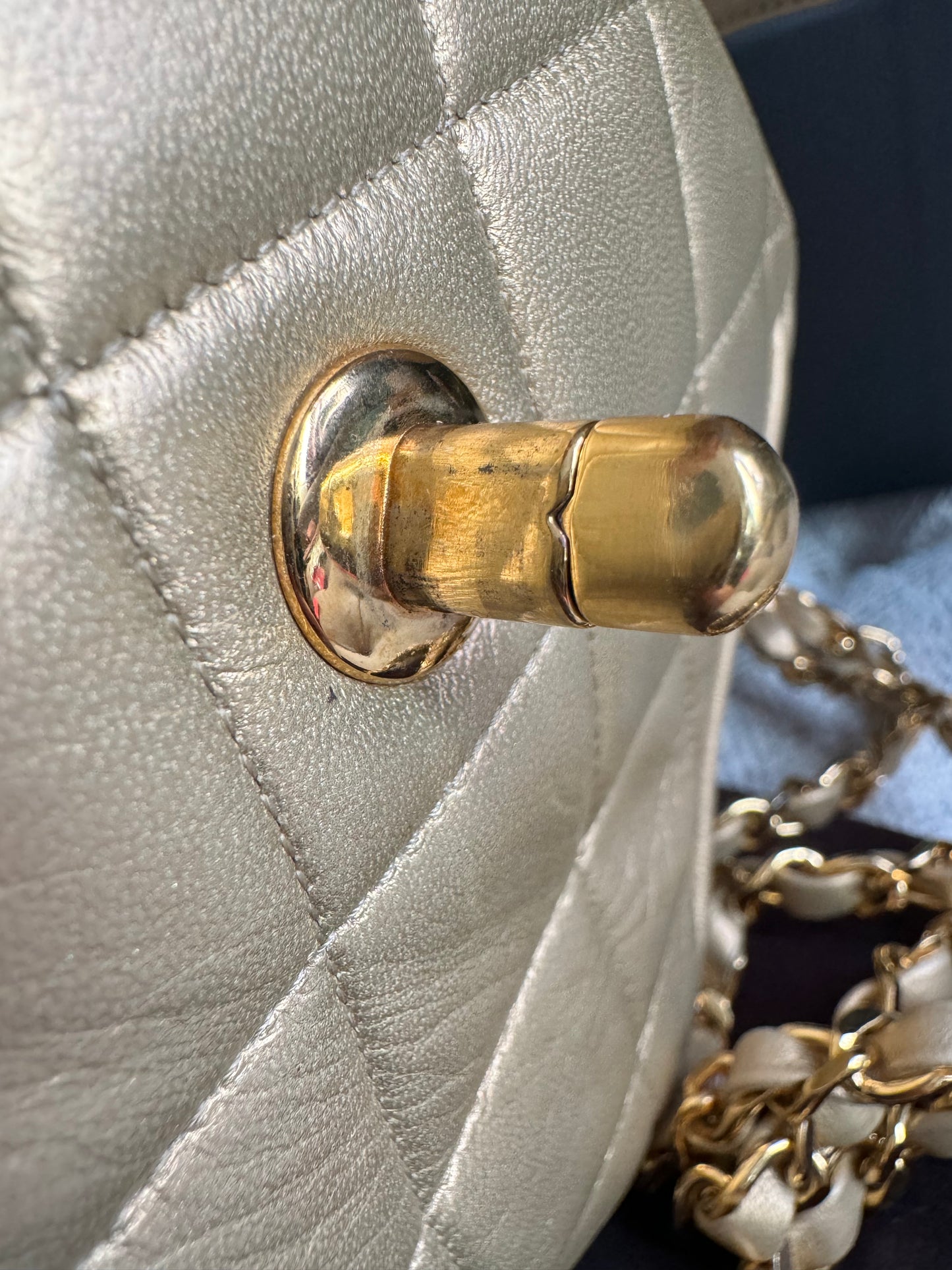 Chanel Metallic Lambskin Quilted Mini Flap Gold