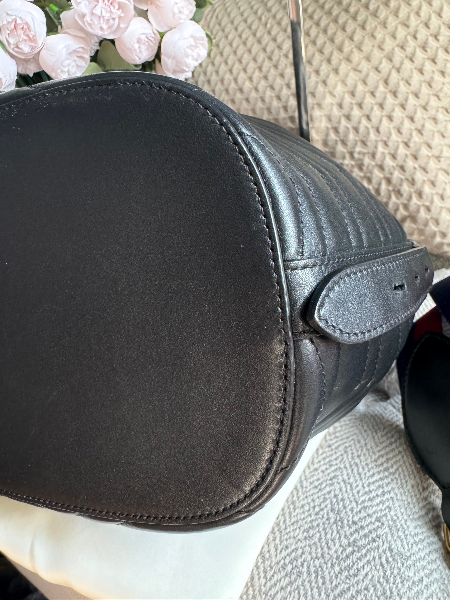 Gucci Calfskin Matelasse Sylvie Web GG Marmont Bucket Bag