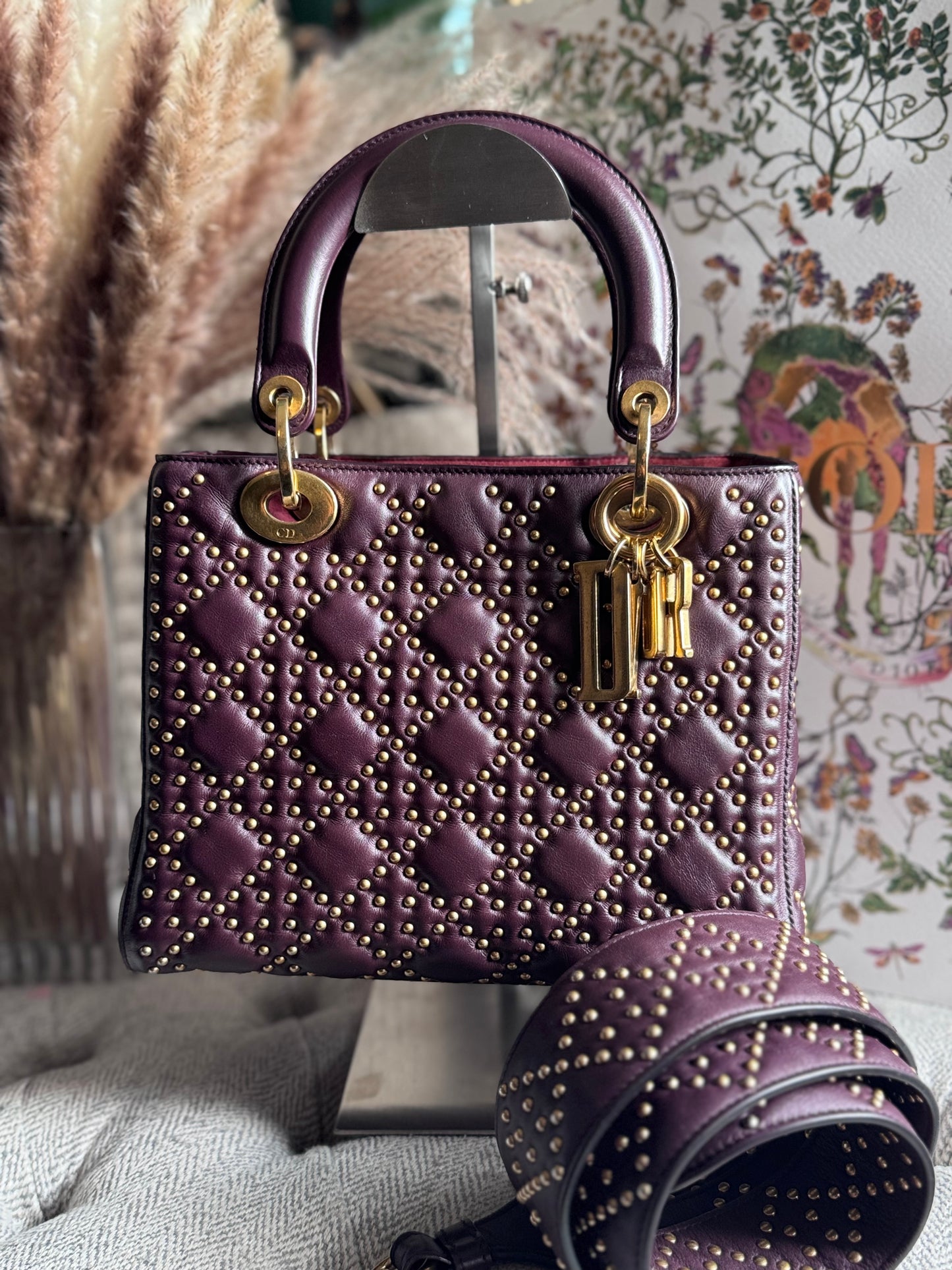 Dior Medium Cannage Studded Lady Dior