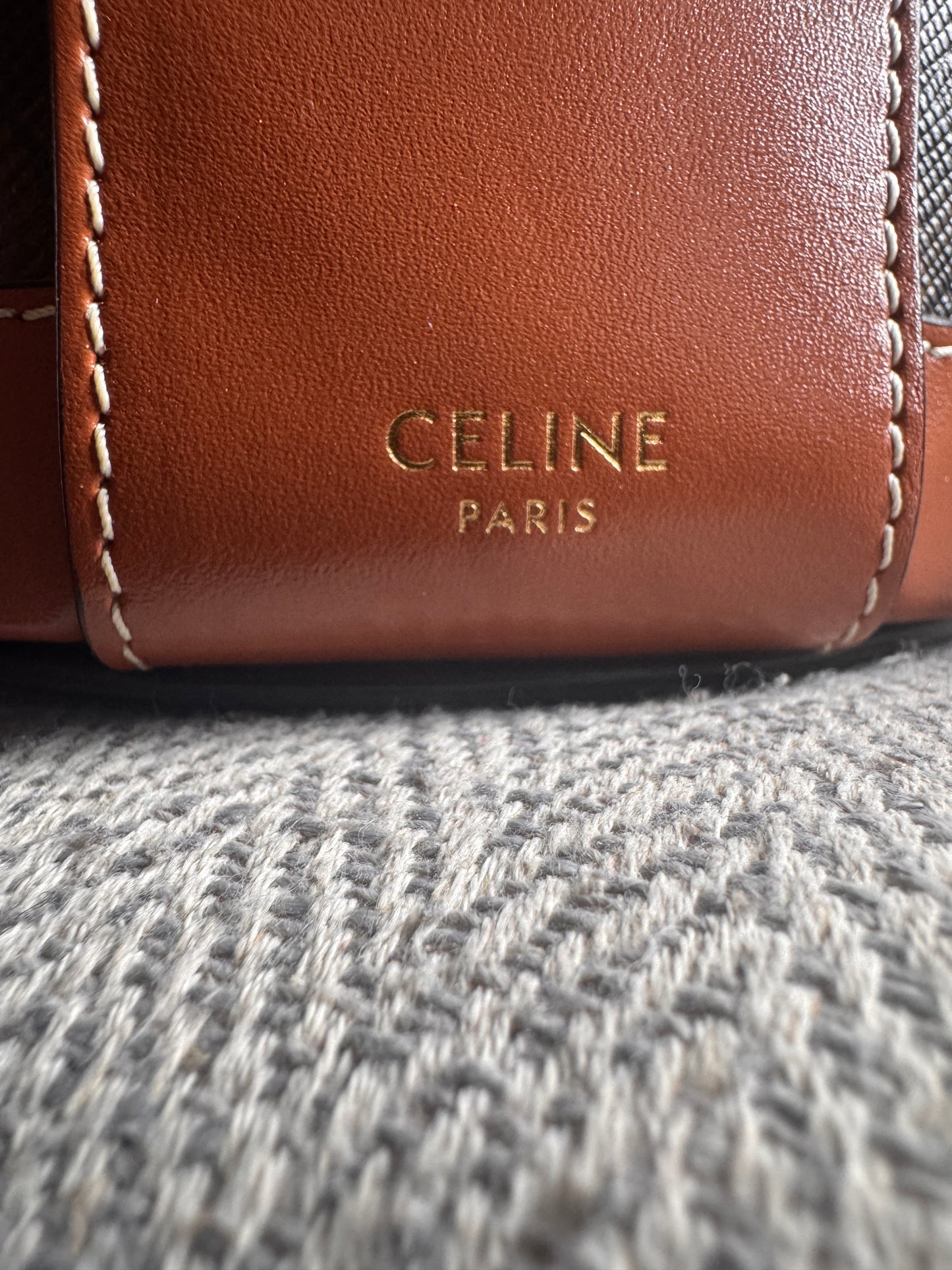 Celine Calfskin Triomphe Canvas Medium Tambour Bag
