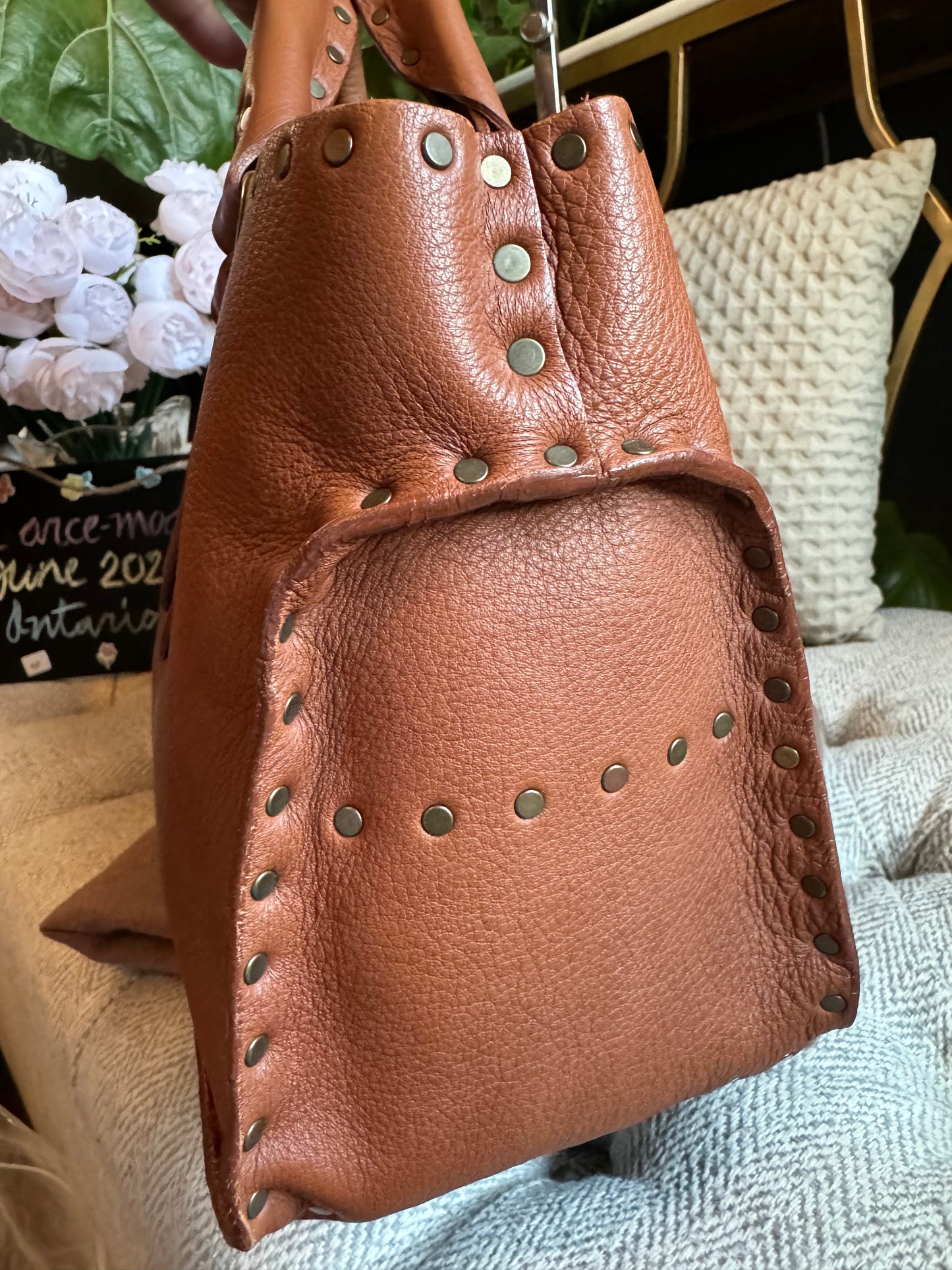 Celine Vintage Studded Leather Tote