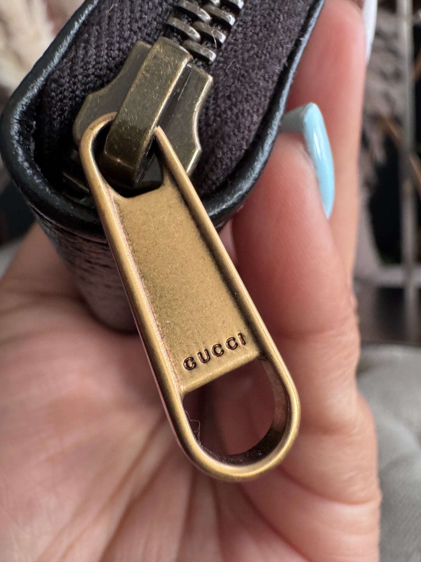 Gucci Black Fullsized Zippy Wallet with belt loops