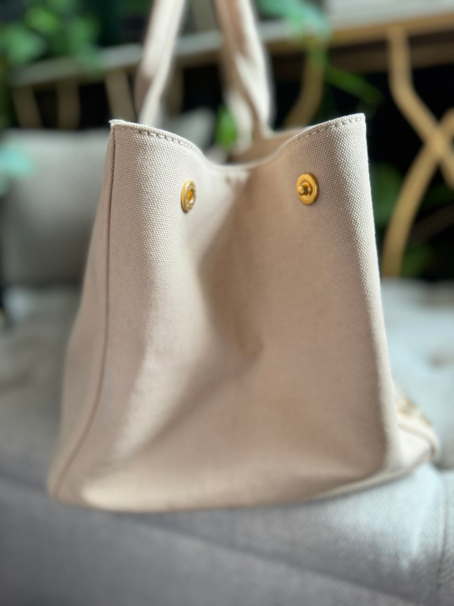 Prada Studded Canapa Tote