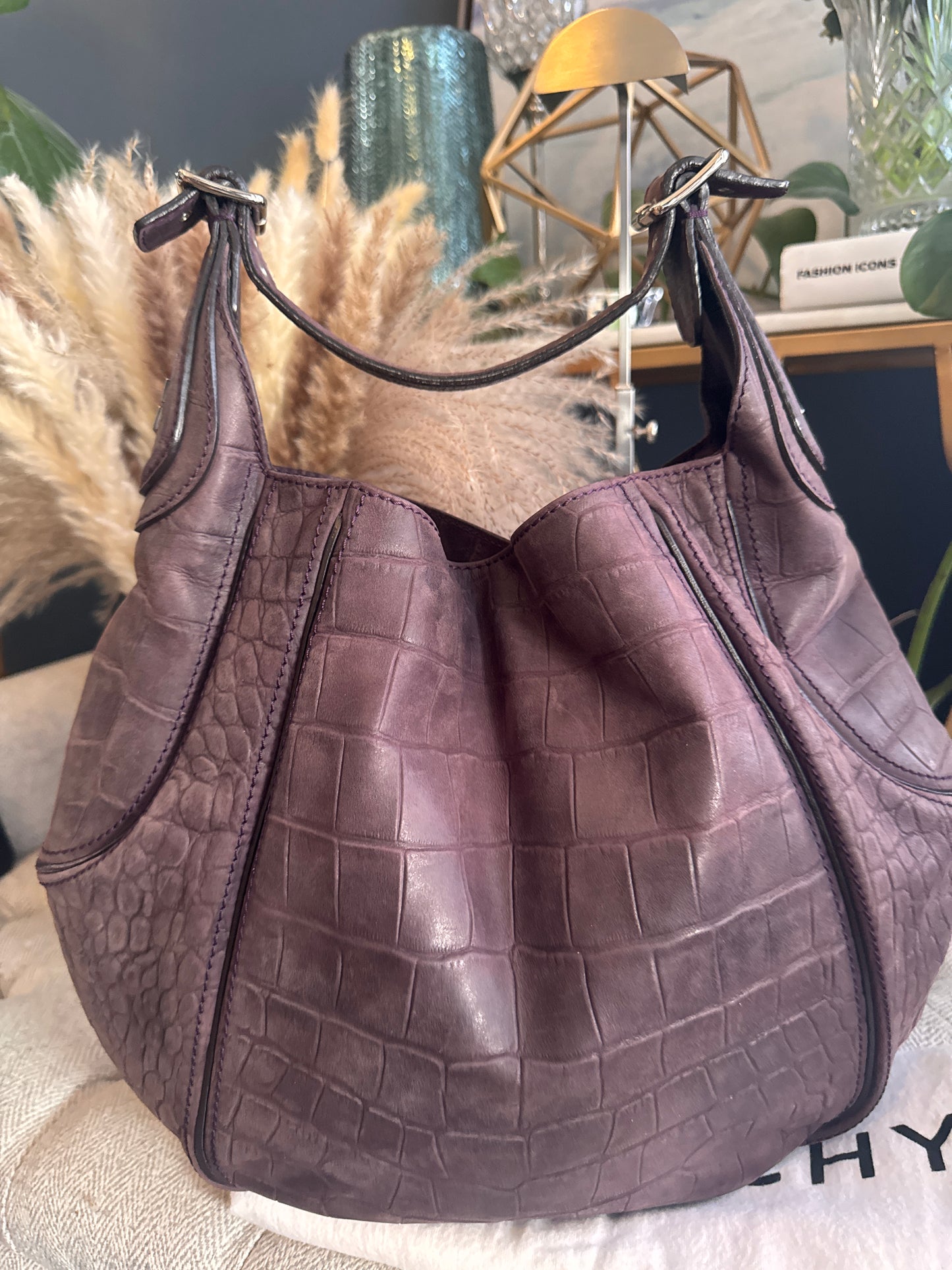 Givenchy Croc Embossed Calfskin Hobo