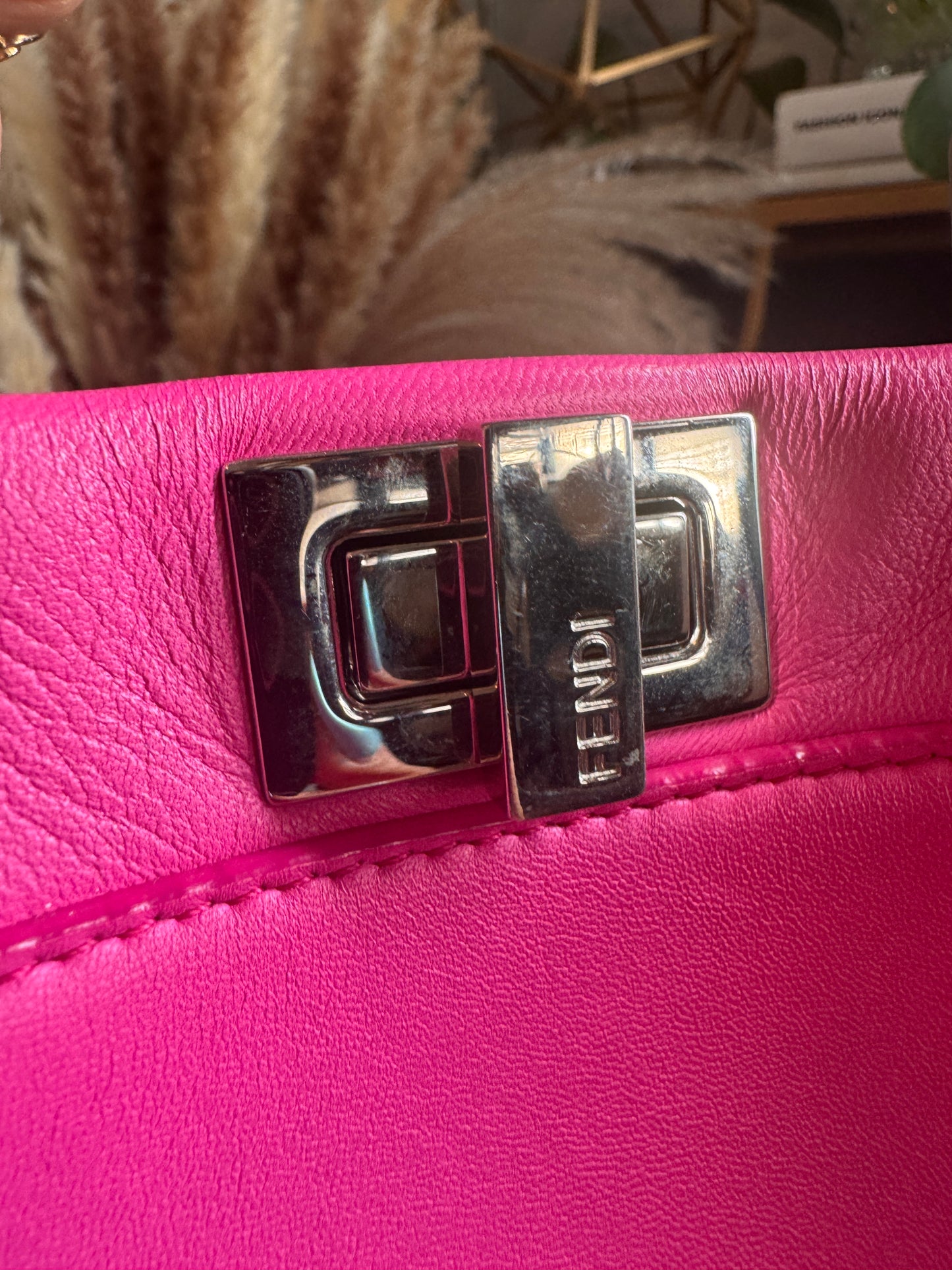 FENDI
Nappa Lace Up Mini Peekaboo Iconic Satchel in Geranio