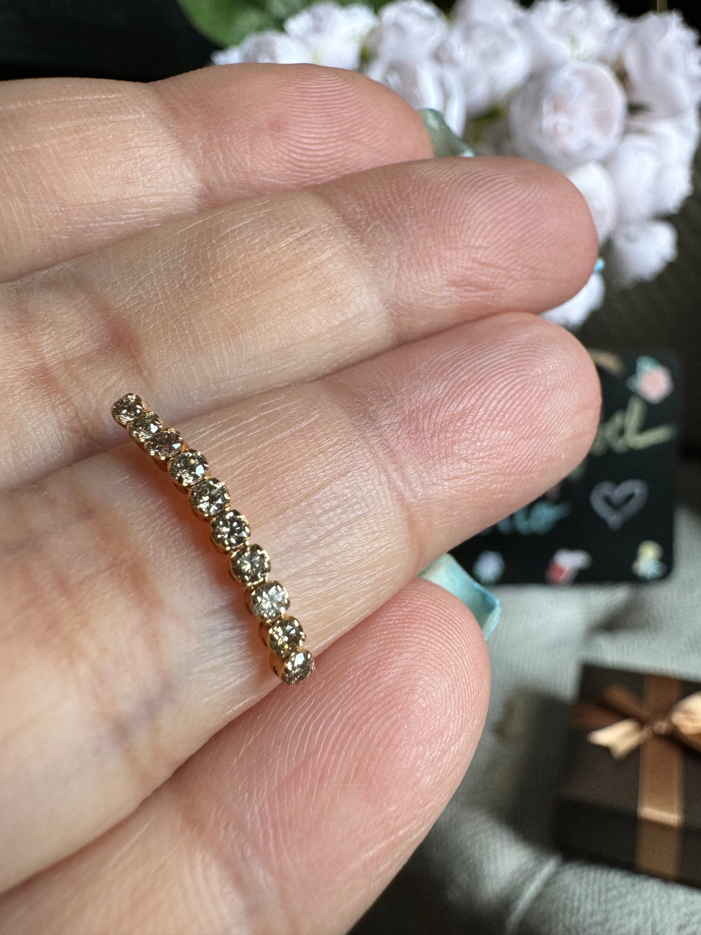 18K Yellow Gold Diamond Tennis Earrings