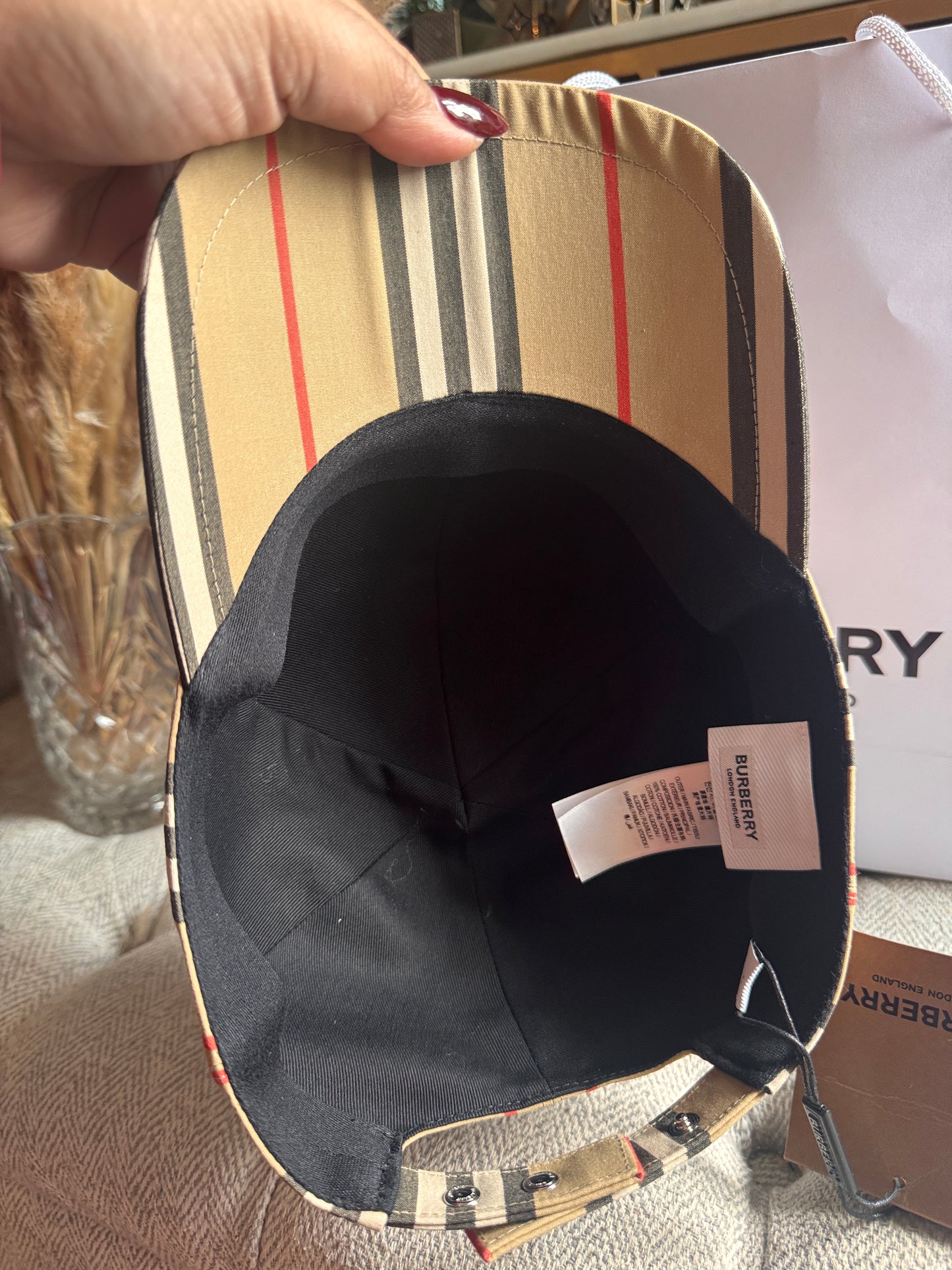 Burberry Vintage Check Cotton Monogram Motif Baseball Cap