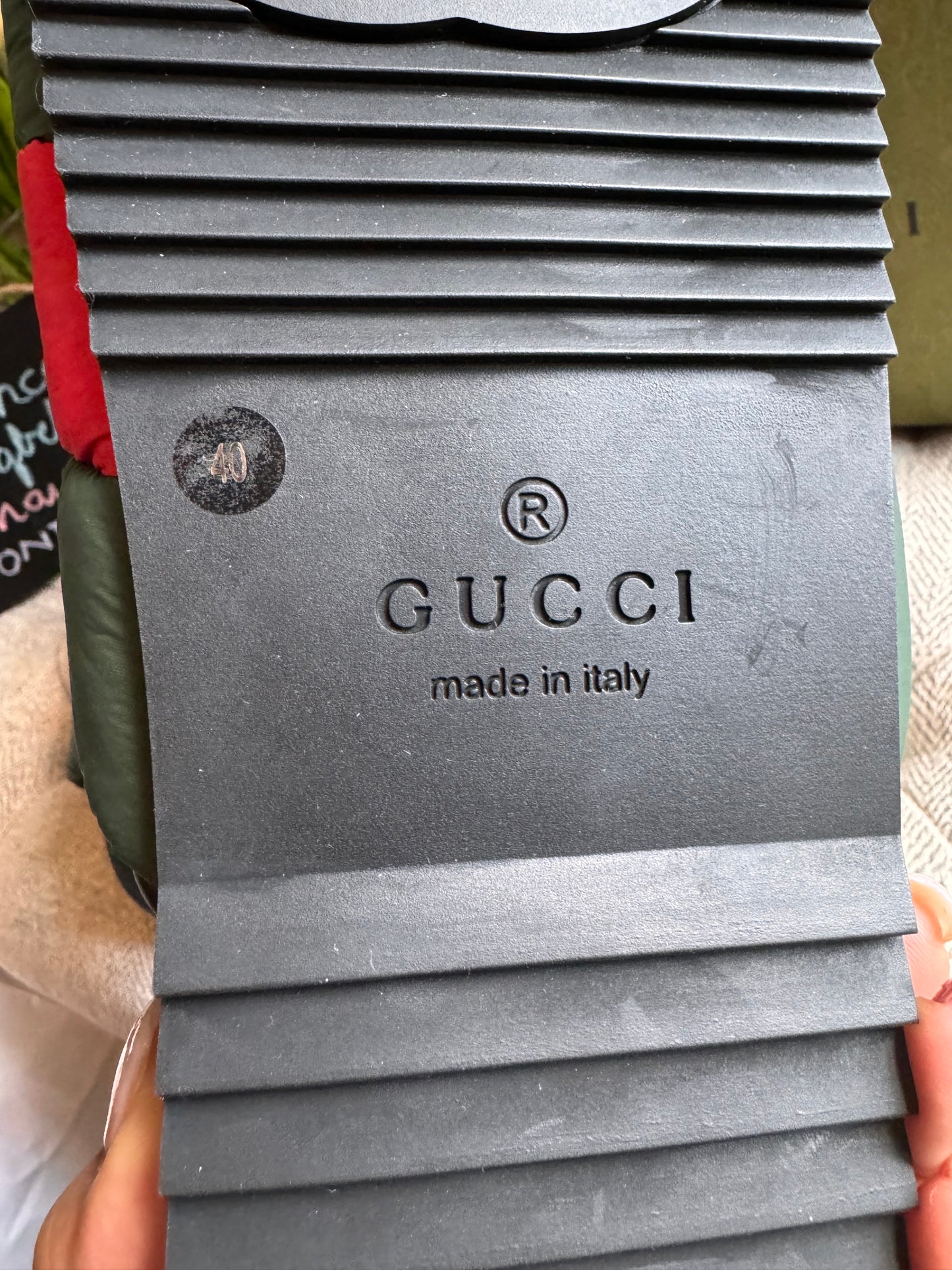 Gucci WOMEN'S PADDED WEB SLIDE SANDAL