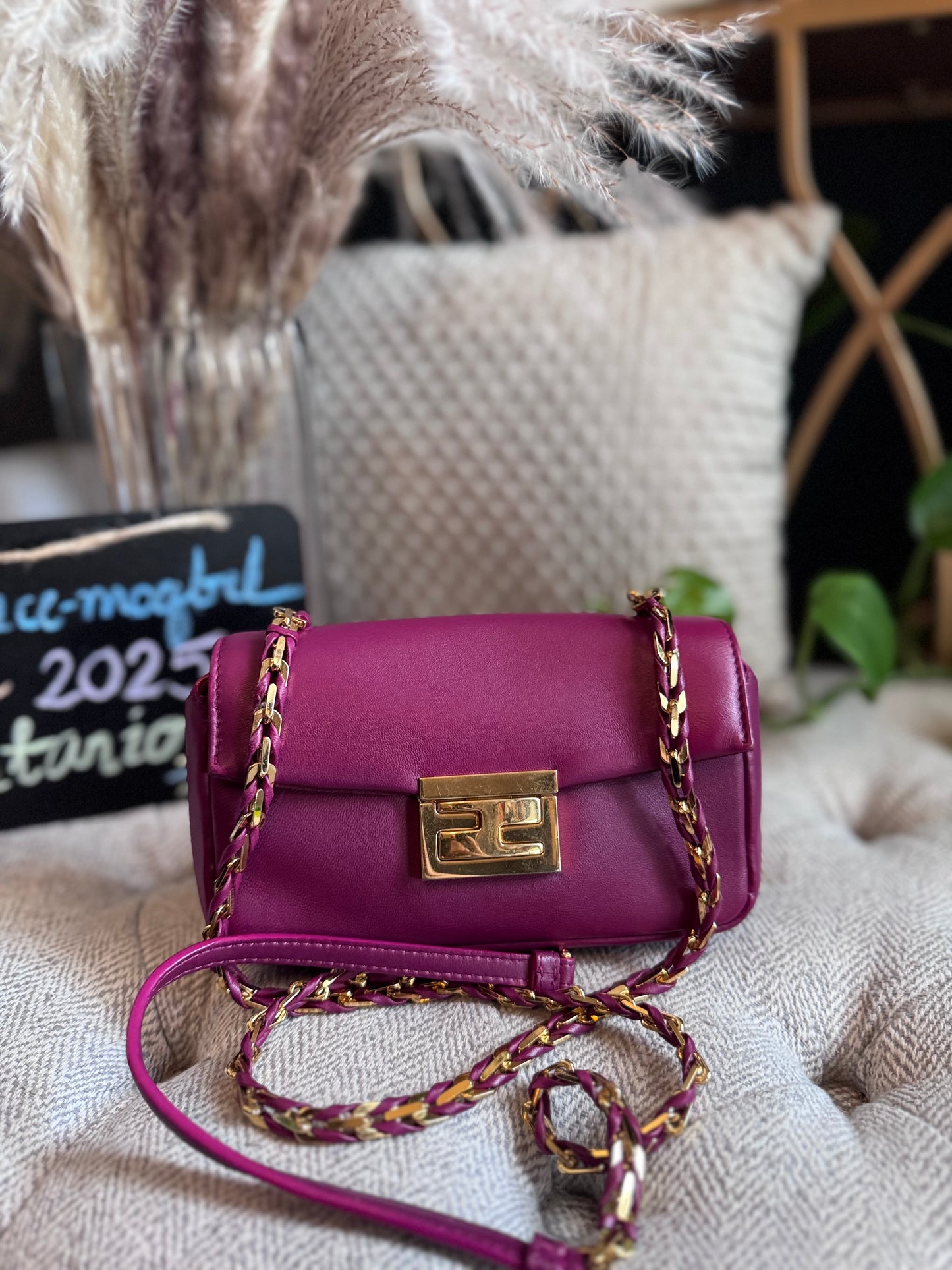 FENDI Nappa Mini Be Baguette Shoulder Bag Ciclamino