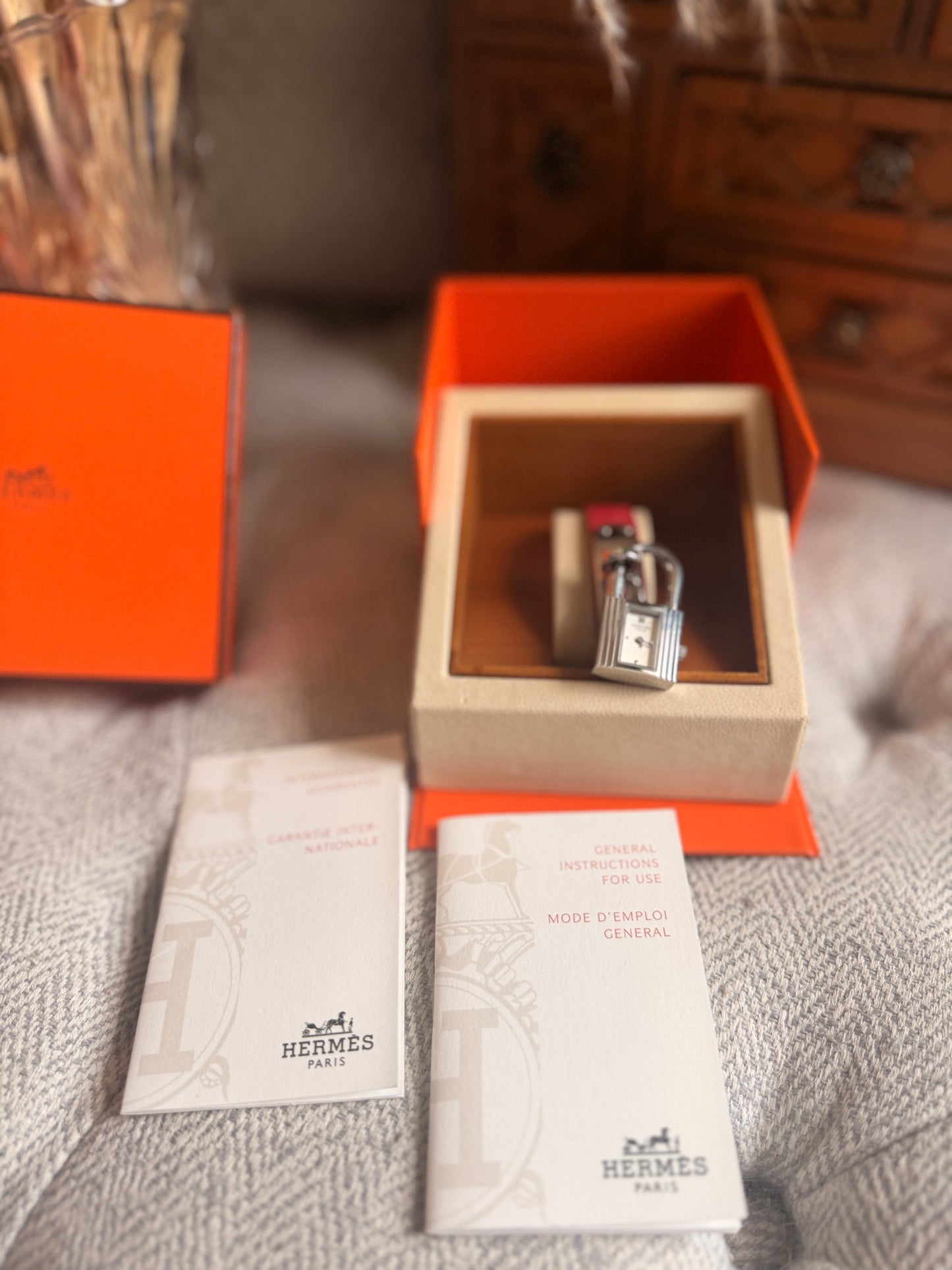 Hermes Kelly Watch in Silver Hardware