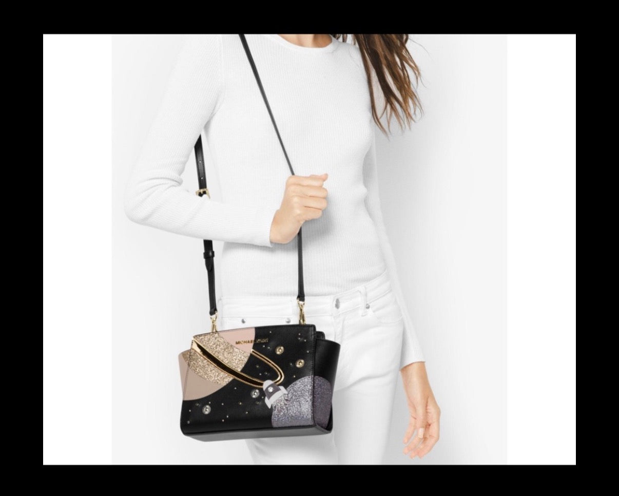 Michael Kors Studio Selma Black and Gold Rocket Bag Limited Edition