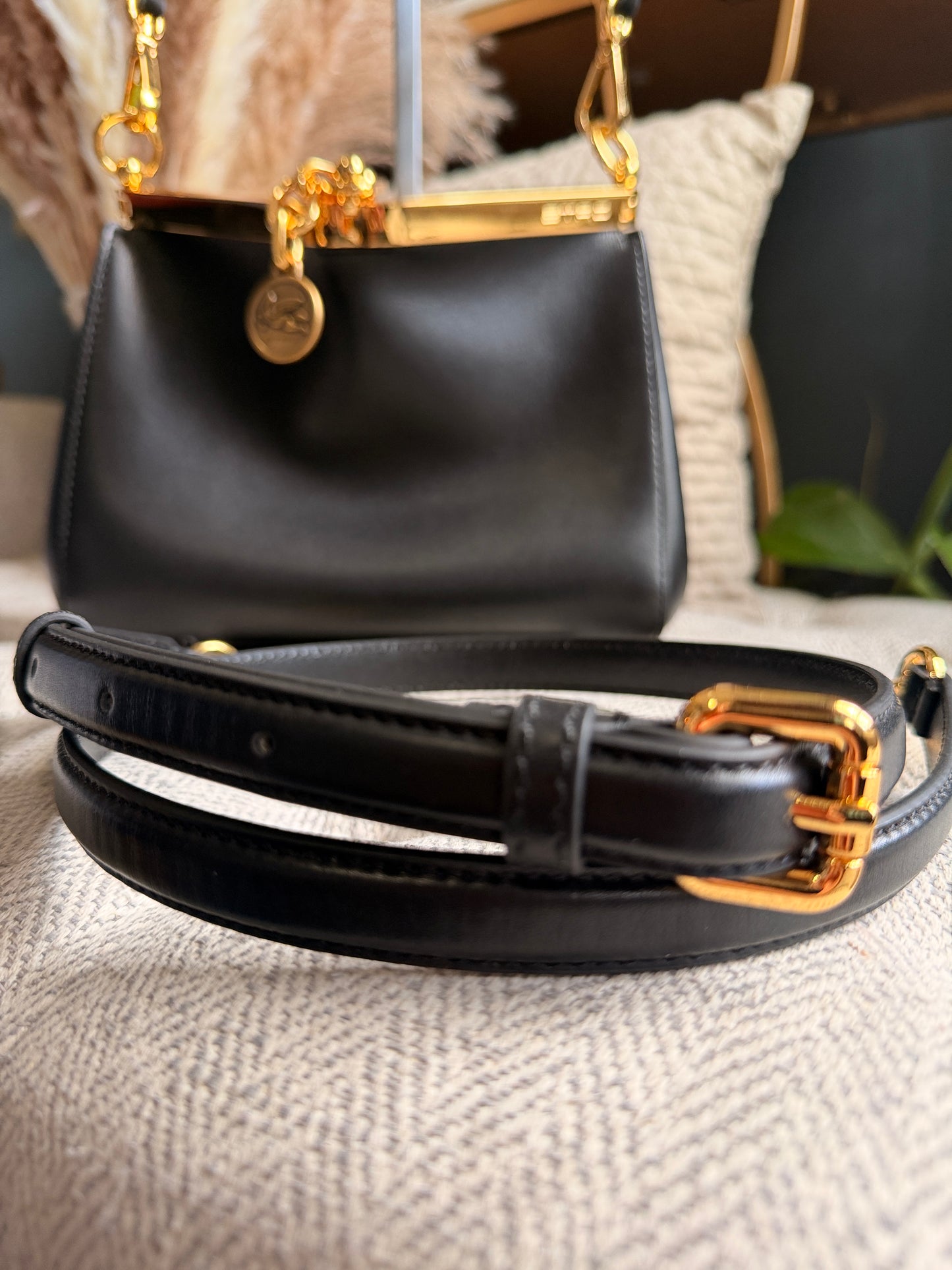 ETRO Small Vela in Black with Gold Hardware