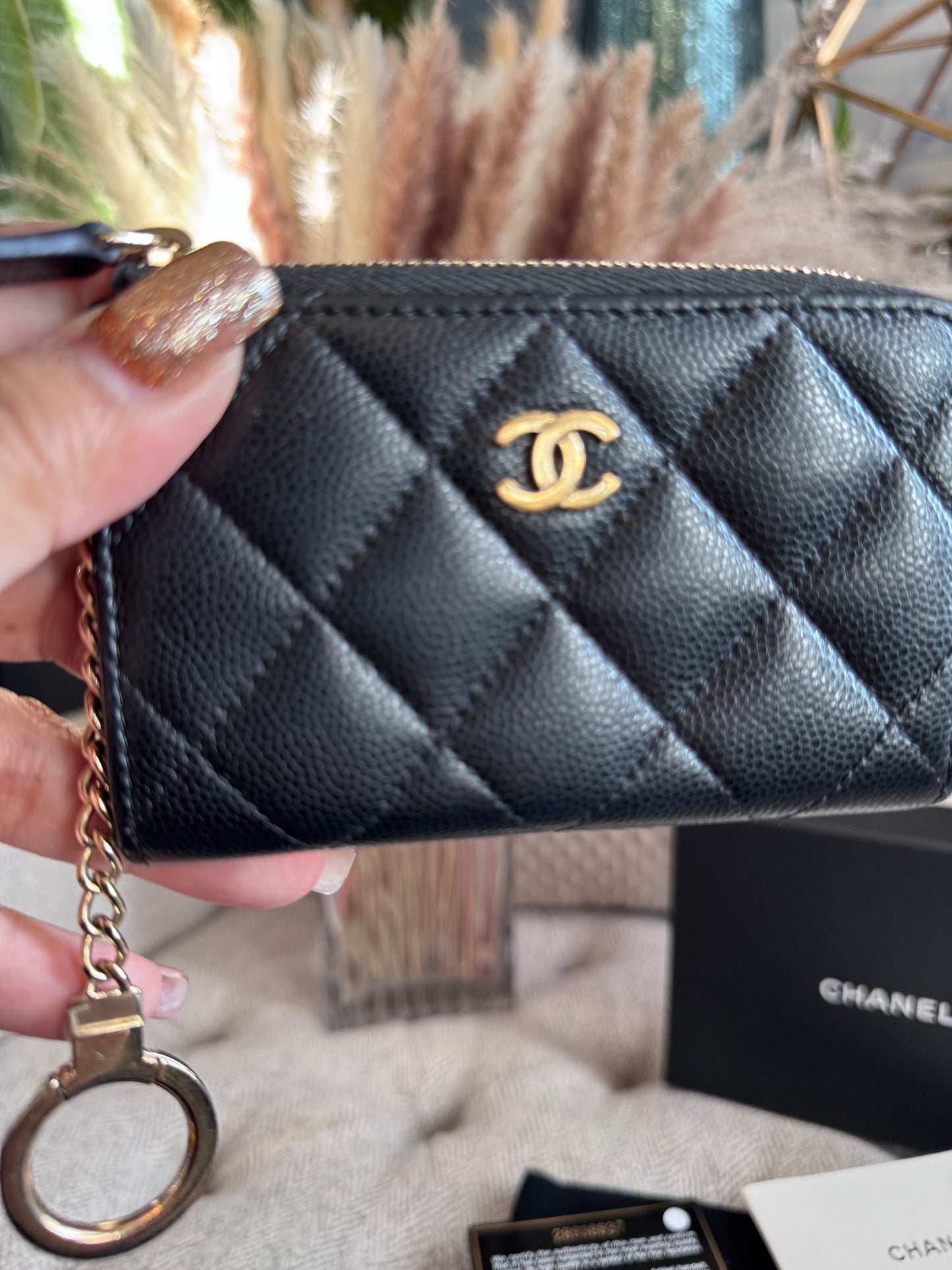 CHANEL Caviar Quilted Zipped Key Holder Case