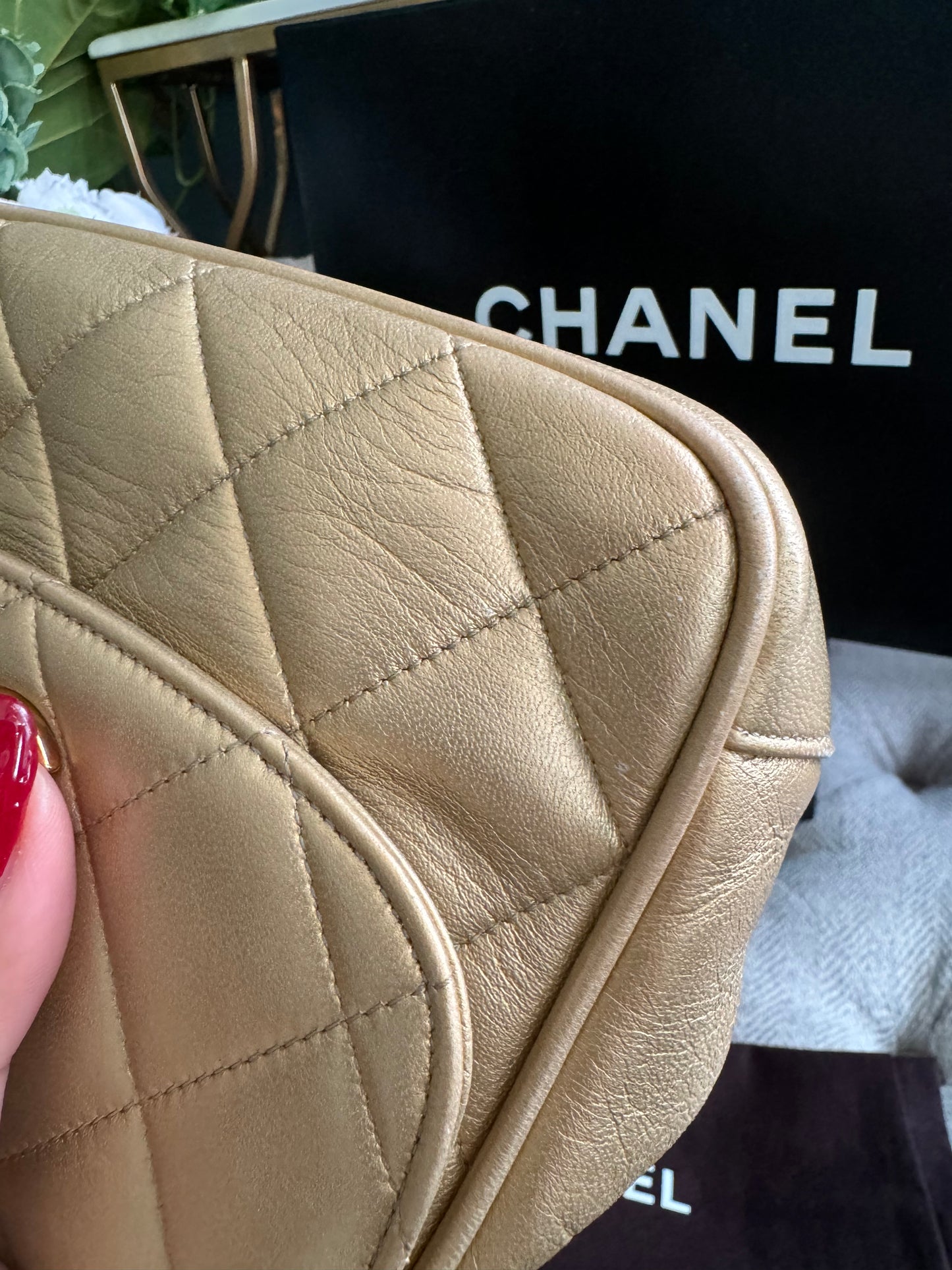Chanel Metallic Lambskin Quilted Mini Flap Gold