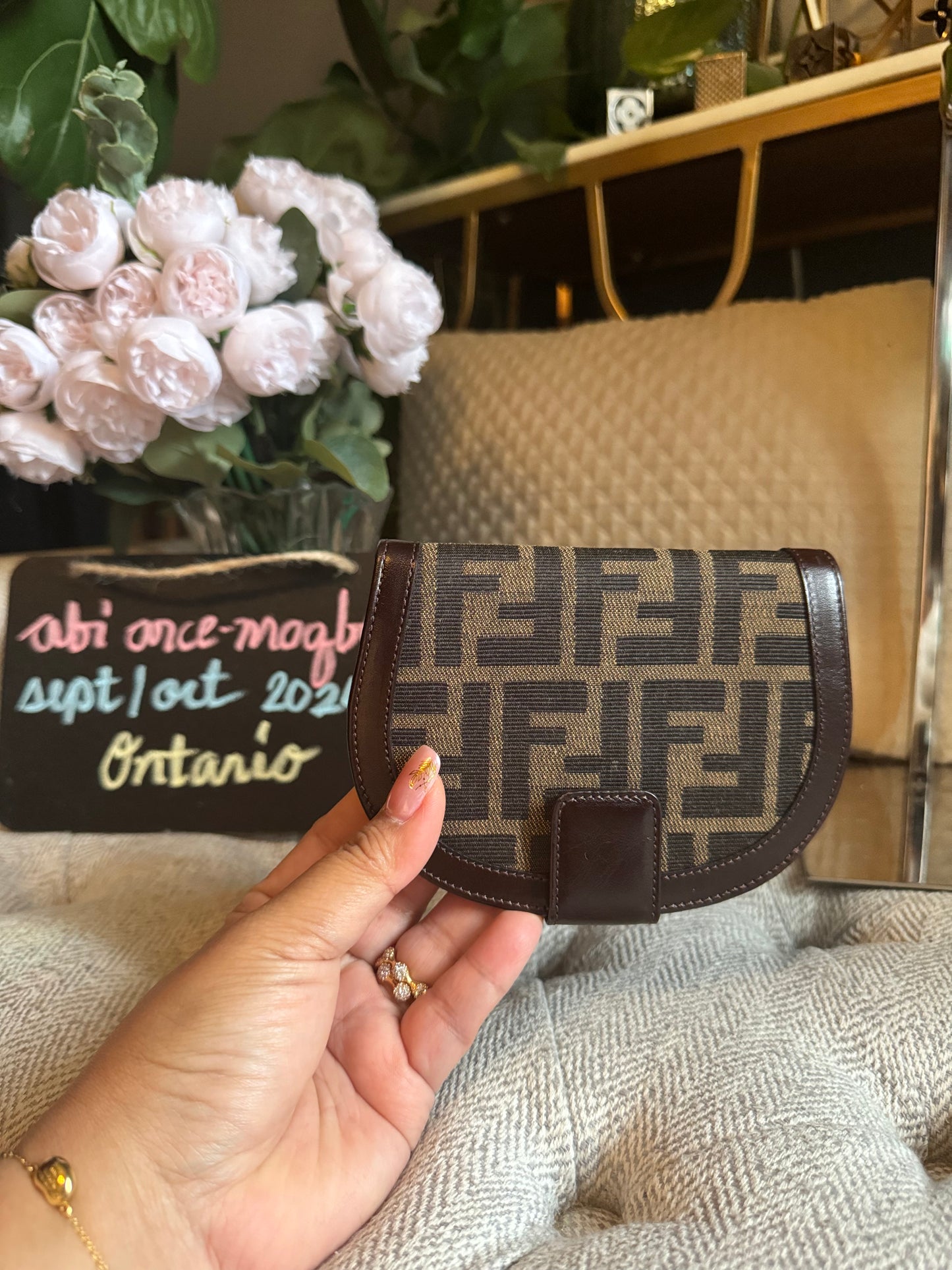 Fendi Zucca halfmoon wallet
