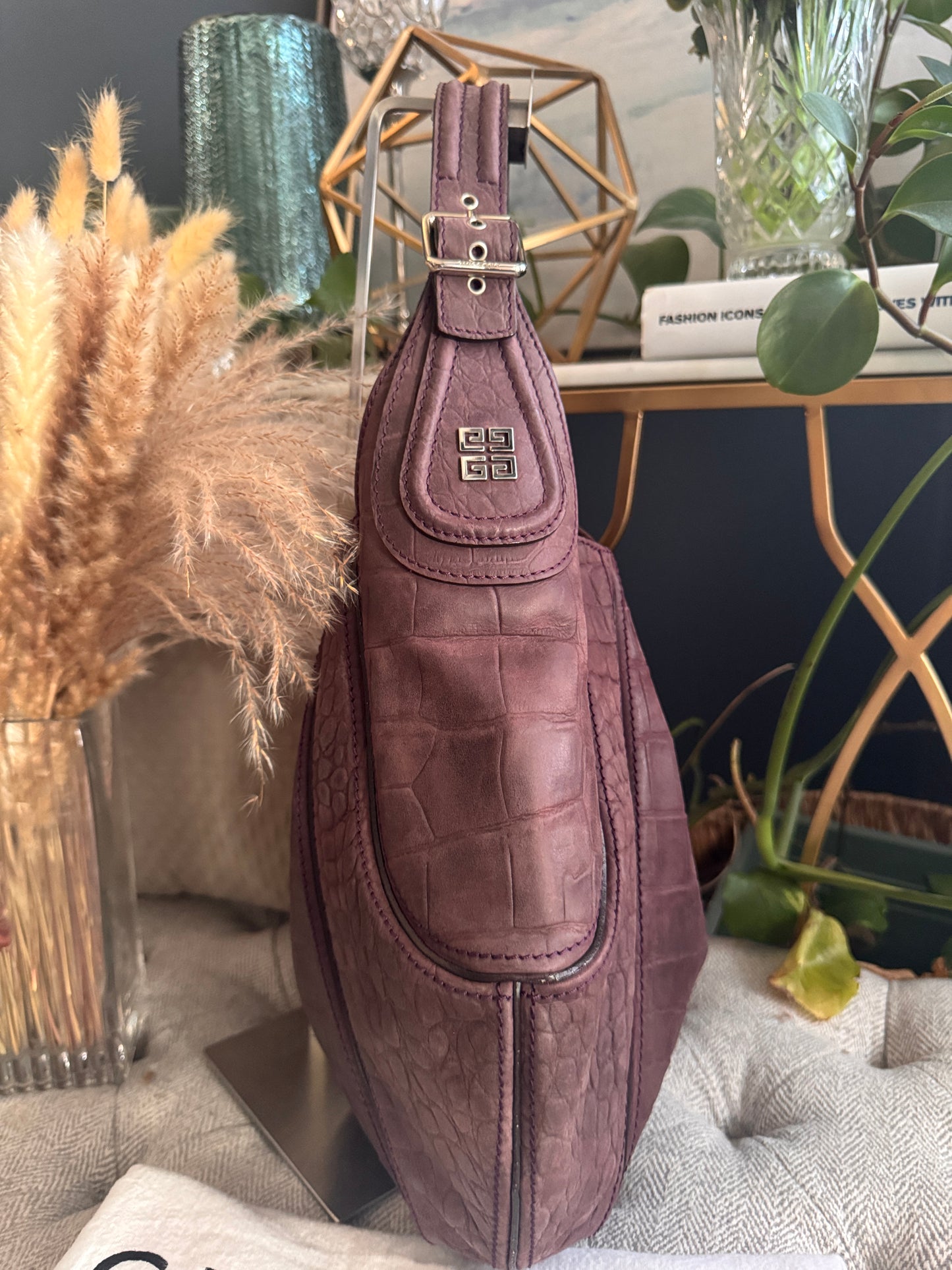 Givenchy Croc Embossed Calfskin Hobo