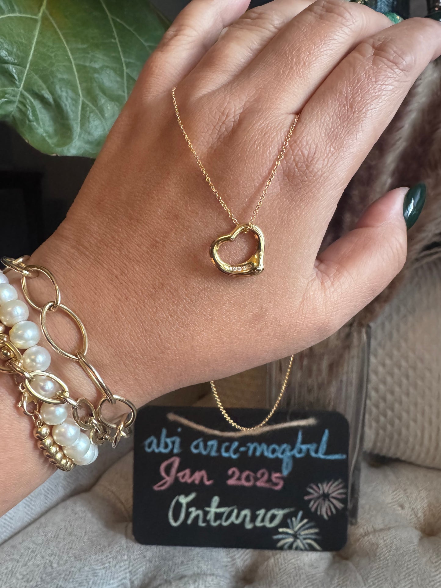 Tiffany&Co 18k Open Heart Necklace with diamonds