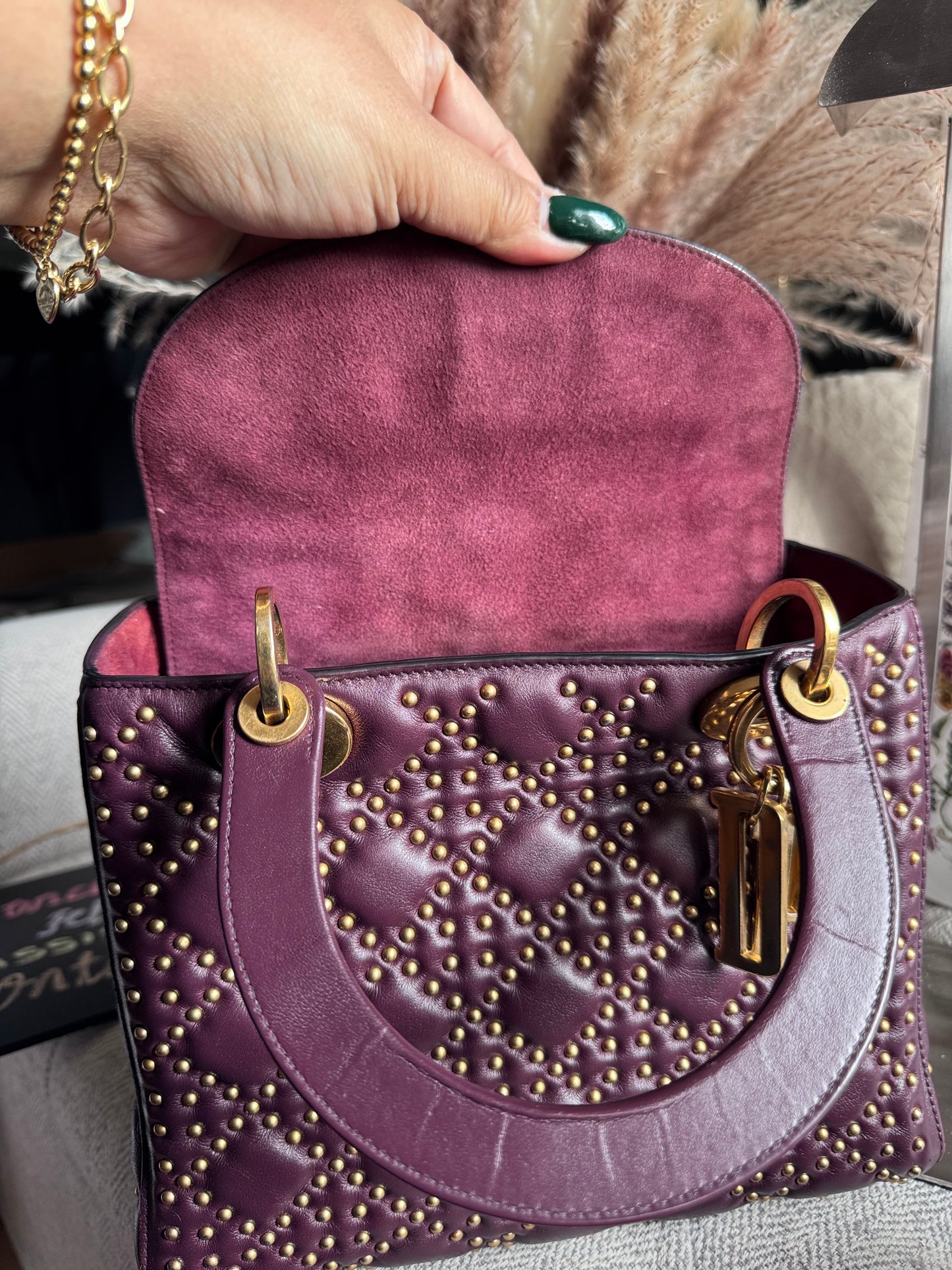 Dior Medium Cannage Studded Lady Dior