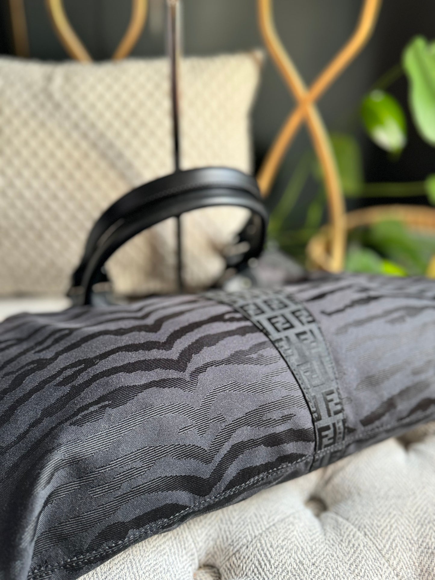 Fendi Zucca Zucchino FF Logo Zebra Print with Silver Monogram Tag