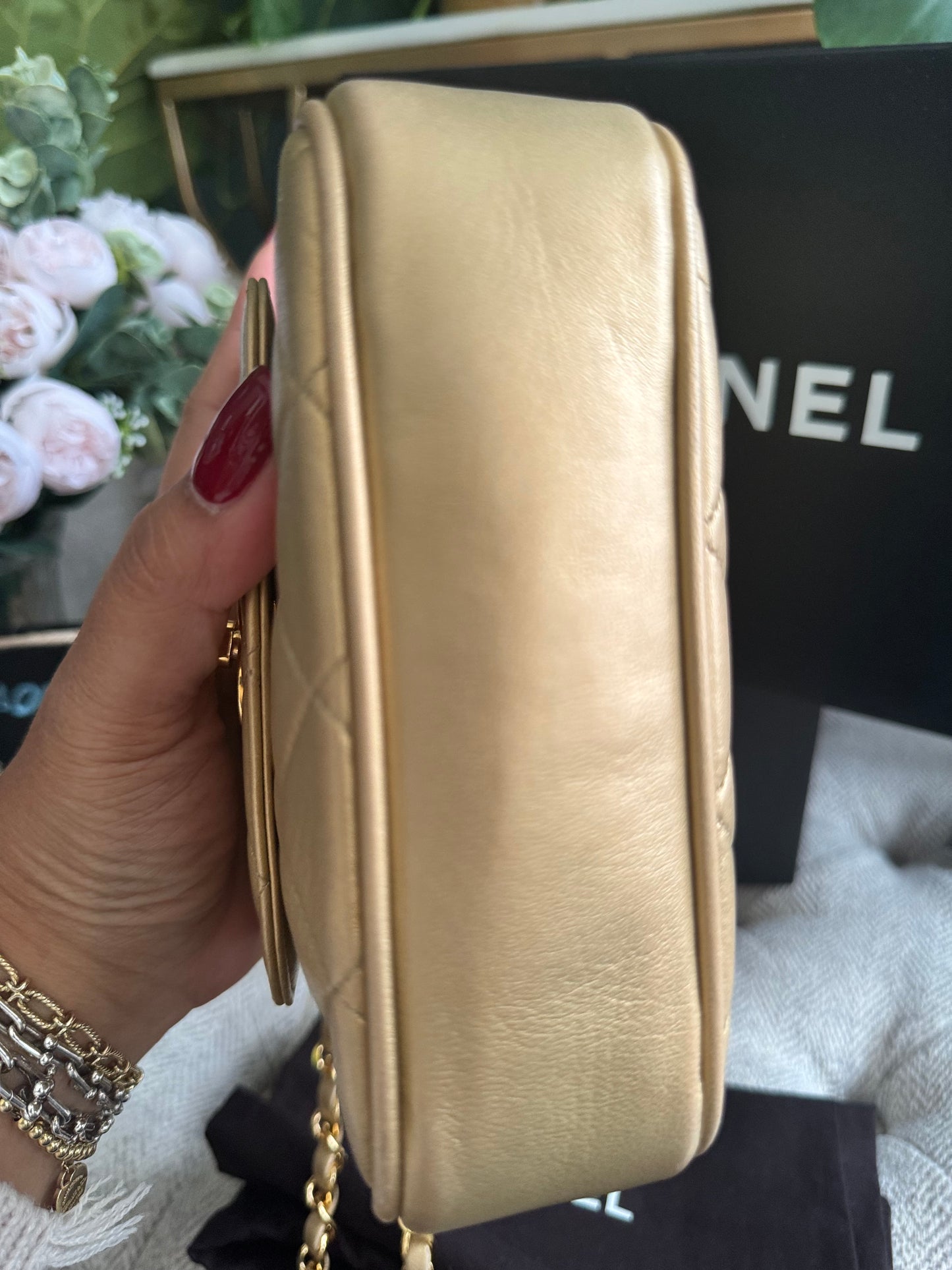 Chanel Metallic Lambskin Quilted Mini Flap Gold