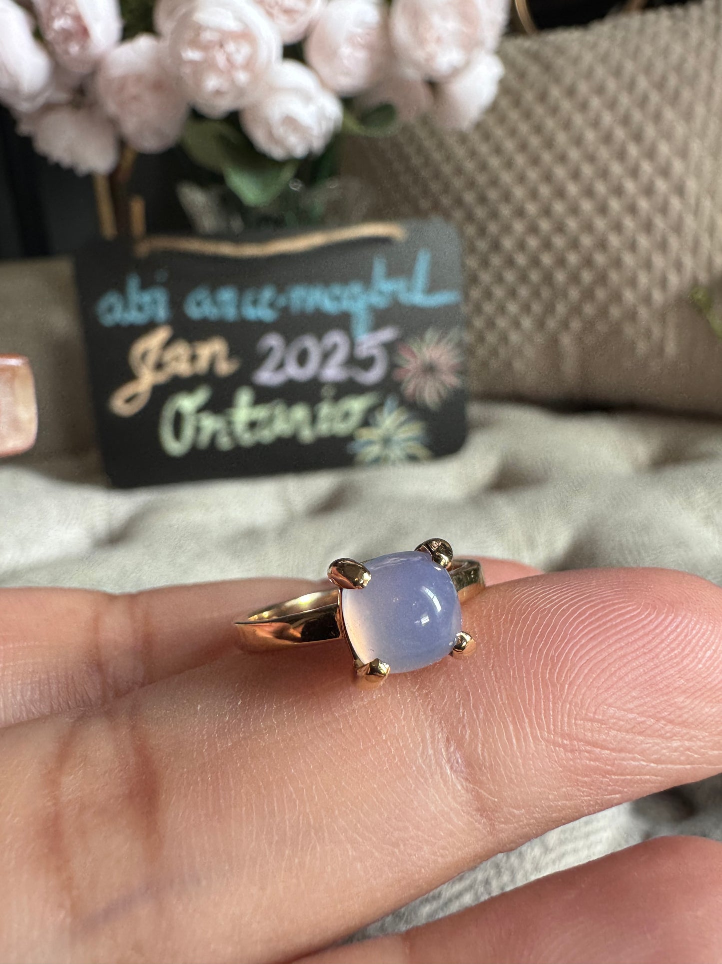 RARE Tiffany & Co. Sugar Stack 18k Gold Paloma Picasso Blue Chalcedony Ring