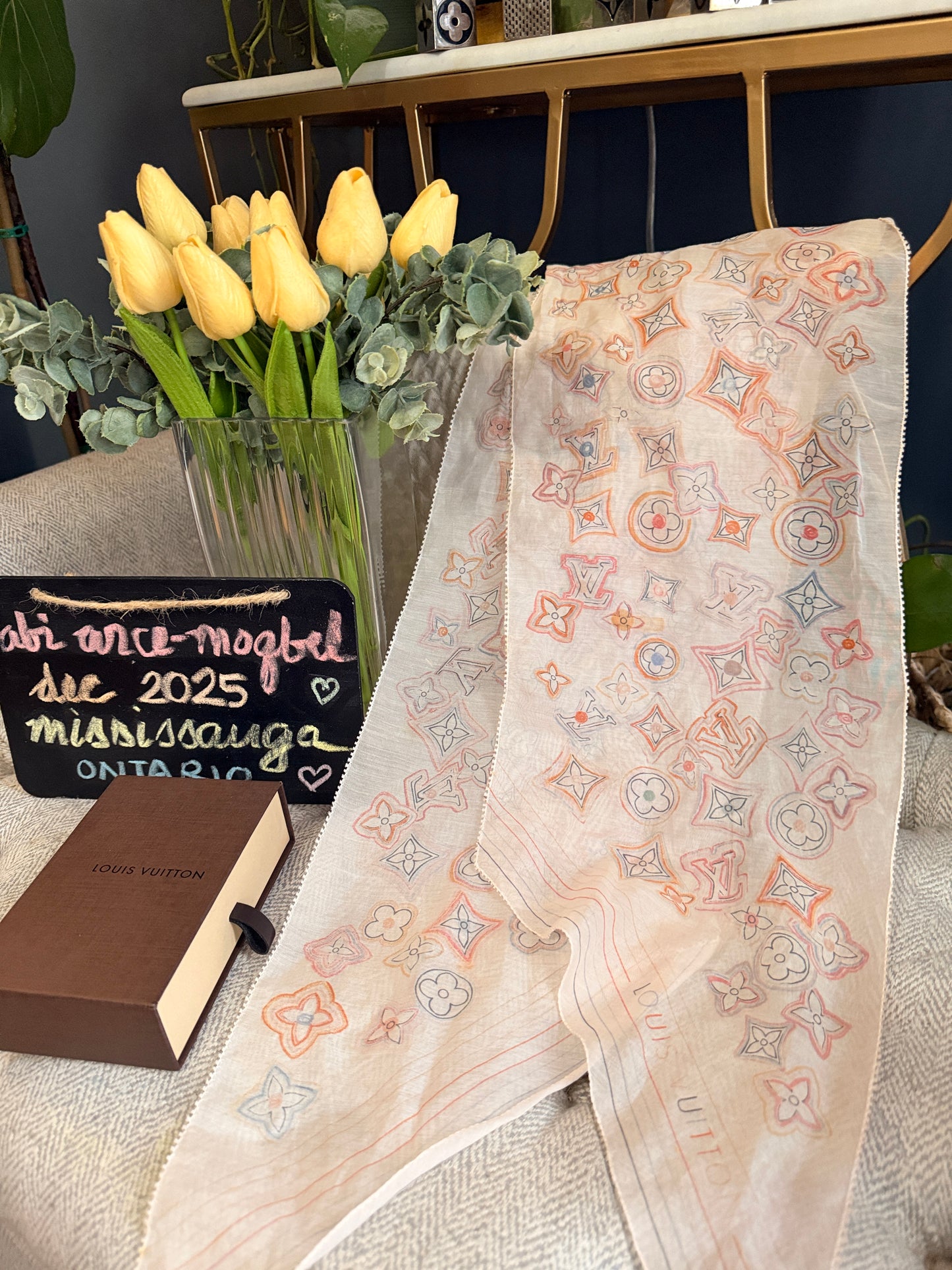 Louis Vuitton Light Pink Monogram Bandeau Scarf