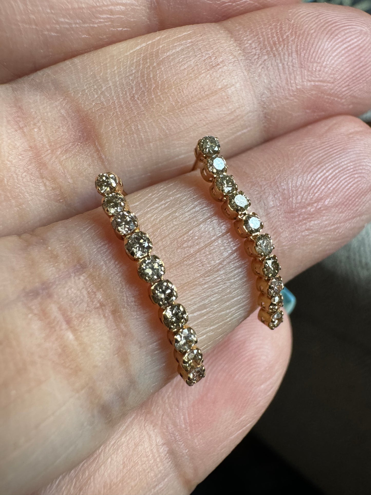 18K Yellow Gold Diamond Tennis Earrings