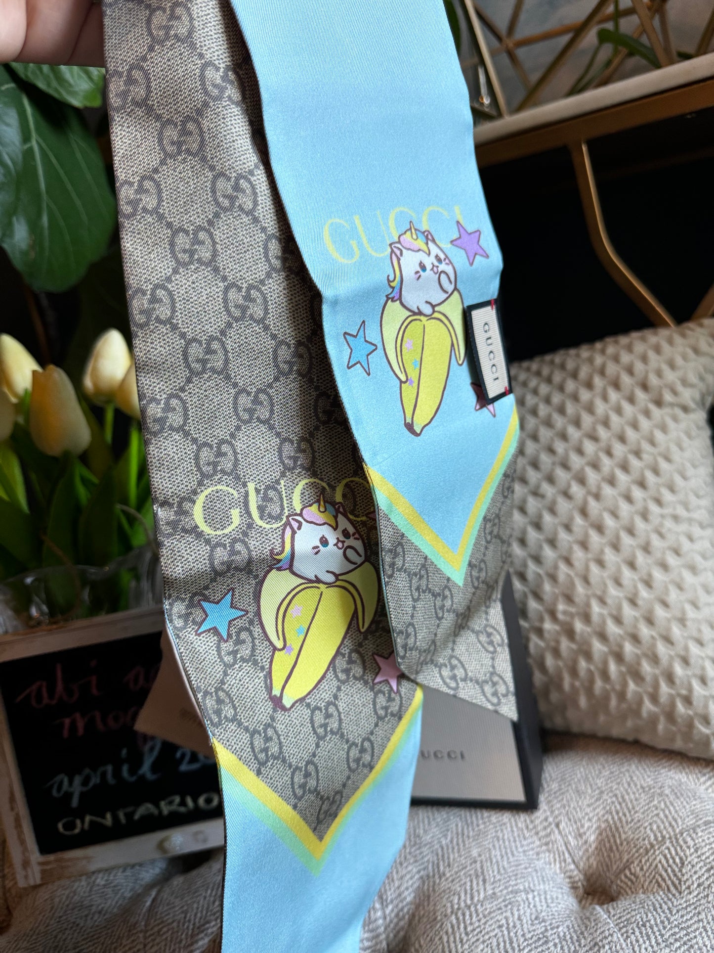 Gucci Bananya Cat Silk Twilly/scarf