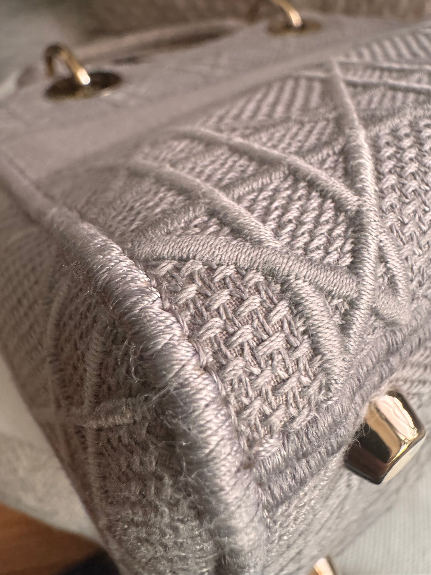 Christian Dior LADY D-LITE Medium Bag in Cool Grey Cannage Embroidery
