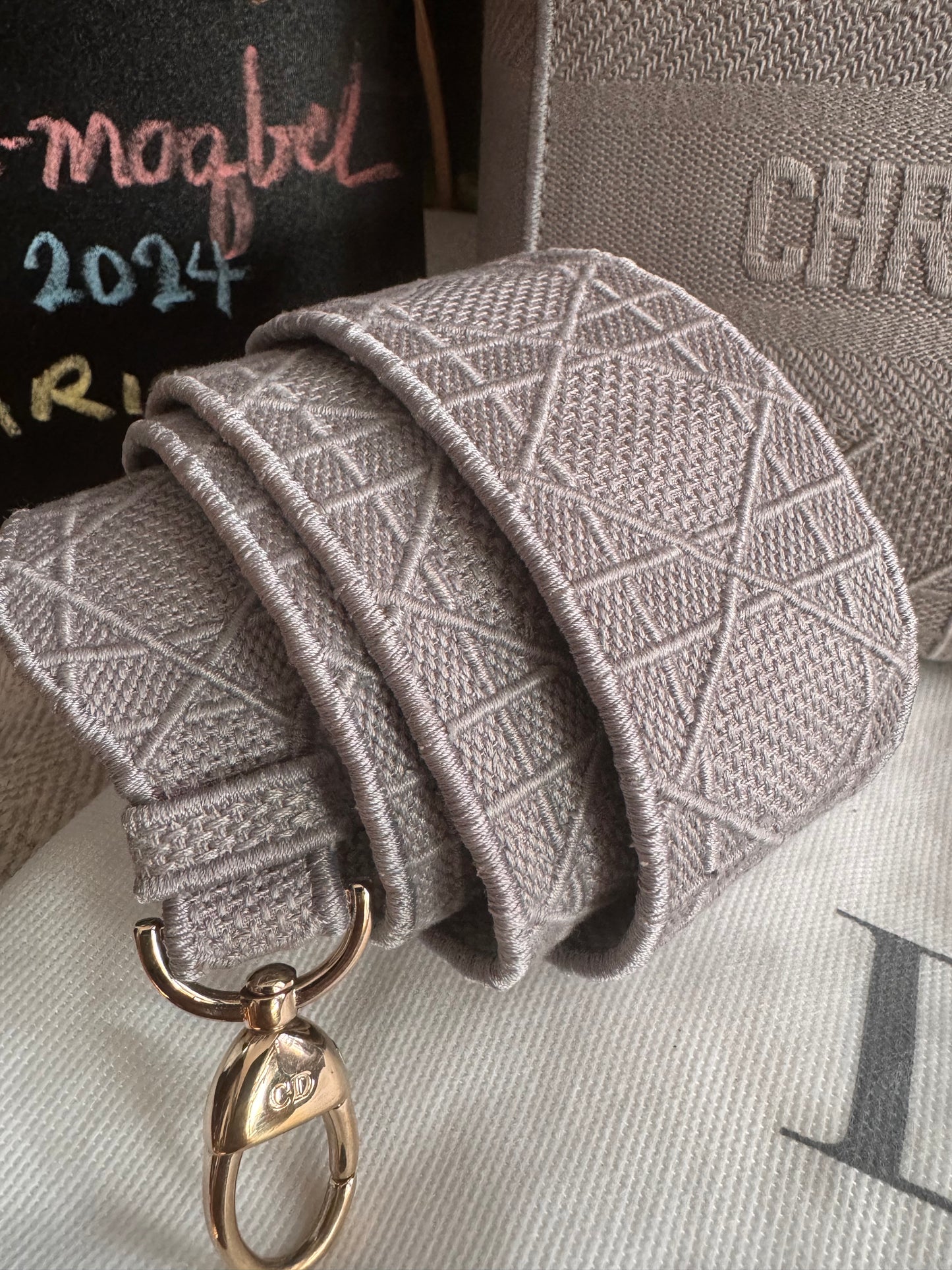 Christian Dior LADY D-LITE Medium Bag in Cool Grey Cannage Embroidery
