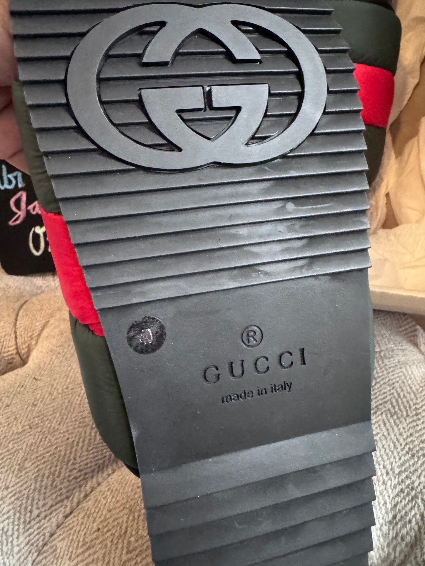 Gucci WOMEN'S PADDED WEB SLIDE SANDAL