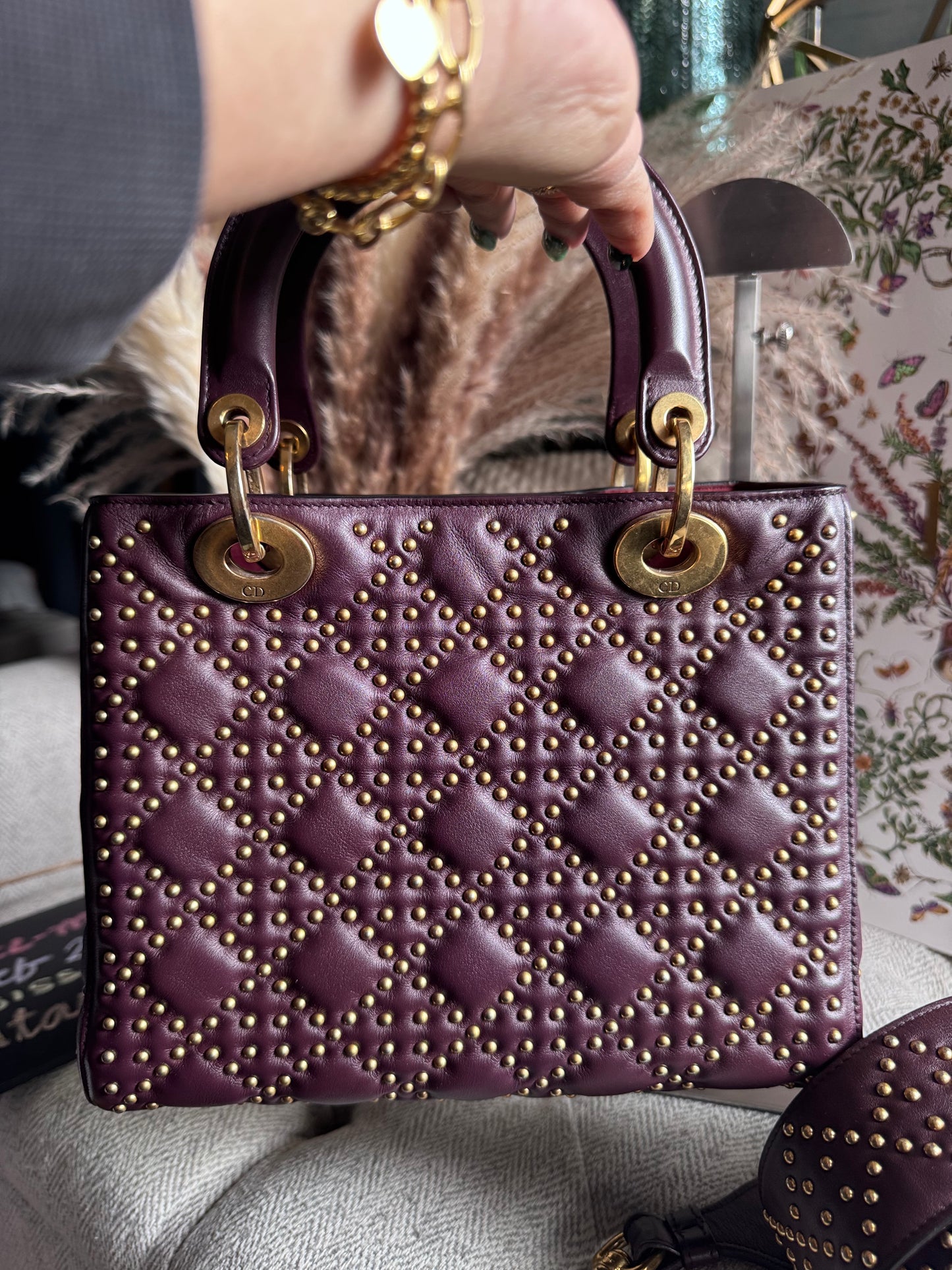 Dior Medium Cannage Studded Lady Dior