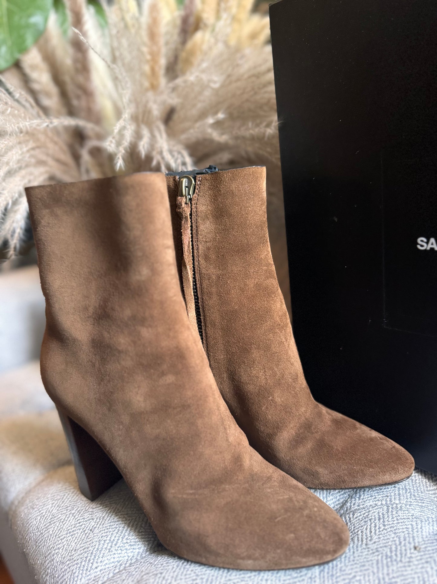 YSL Suede Heeled boots