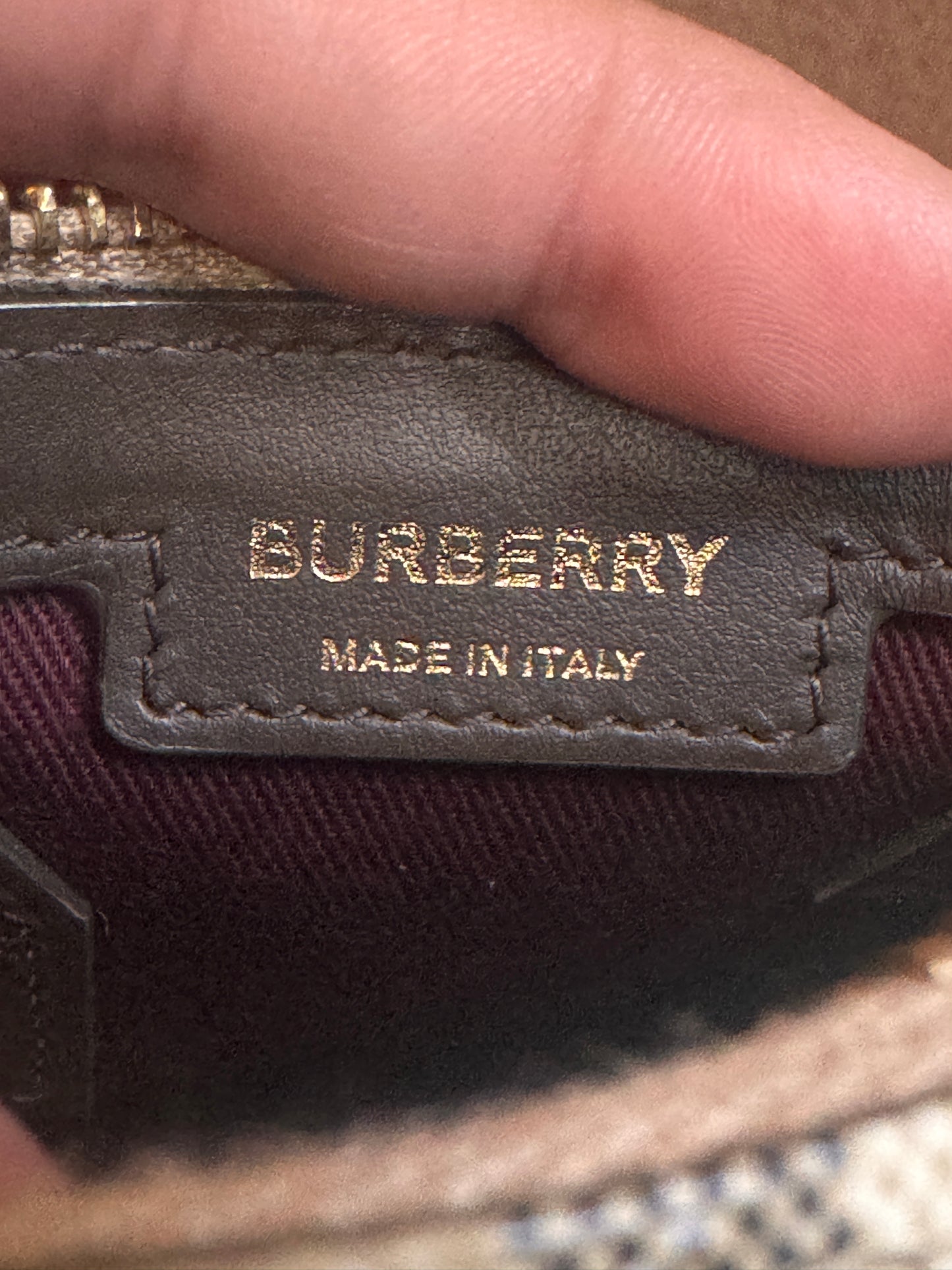 Burberry Mini Check Bowling Bag in Military