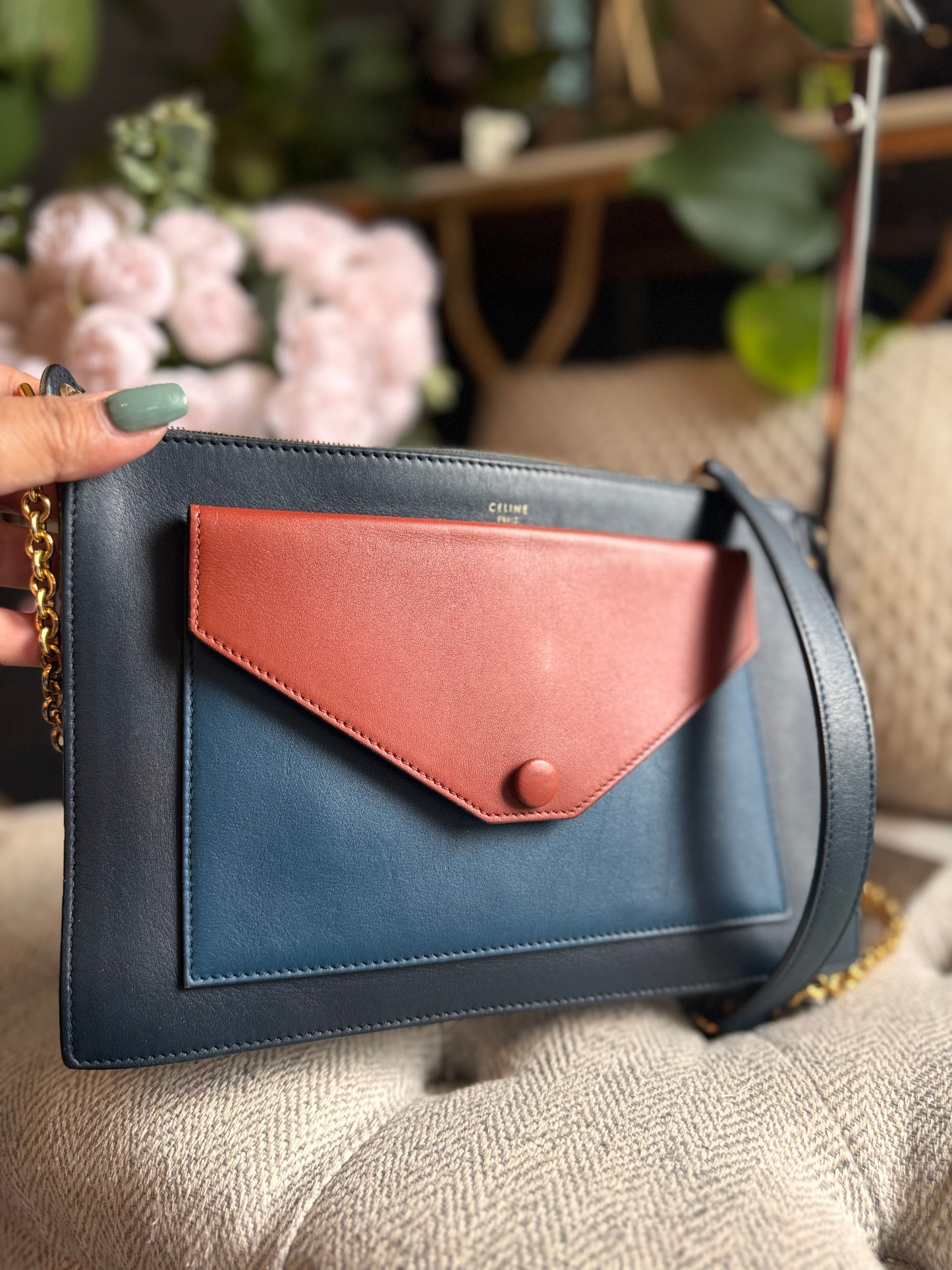 Celine Tricolour Pocket Envelope on Chain