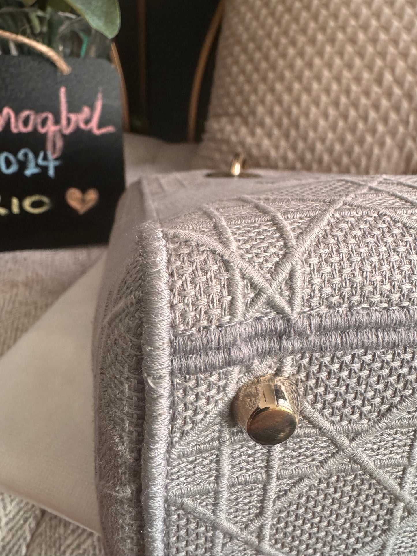 Christian Dior LADY D-LITE Medium Bag in Cool Grey Cannage Embroidery