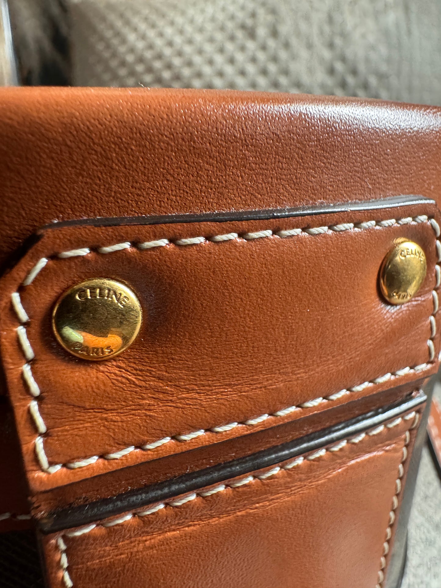 Celine Calfskin Triomphe Canvas Medium Tambour Bag