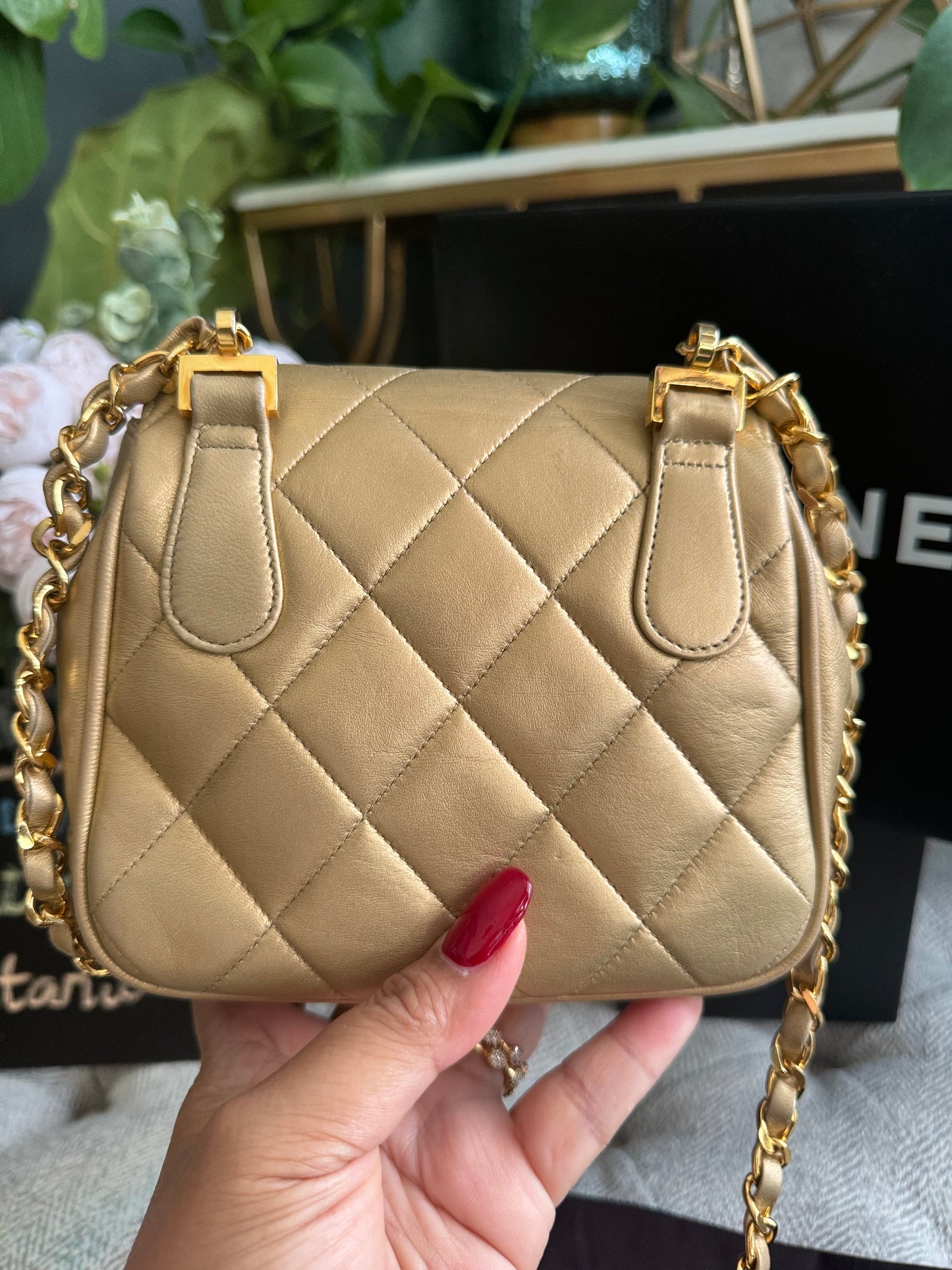 Chanel Metallic Lambskin Quilted Mini Flap Gold