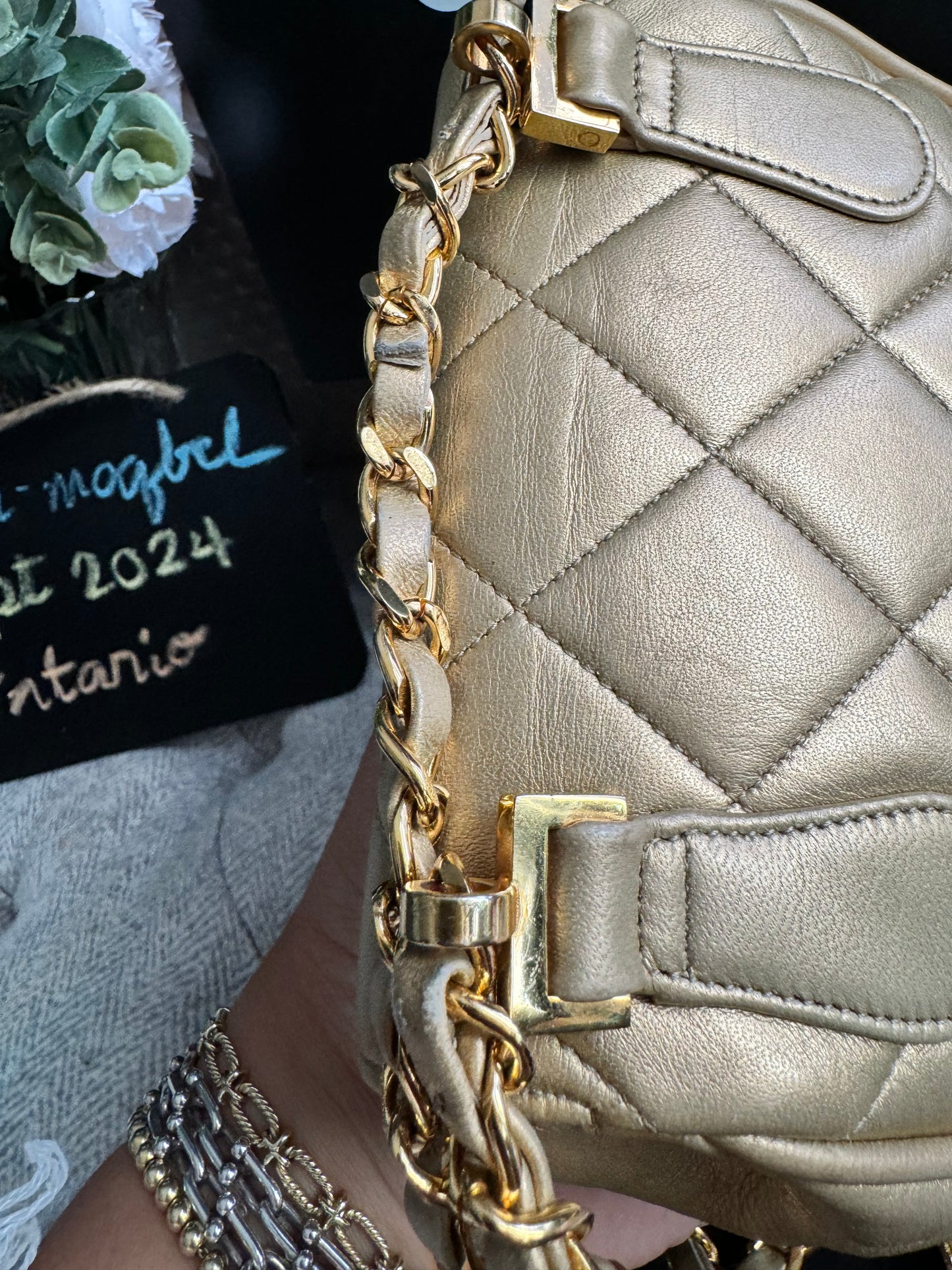 Chanel Metallic Lambskin Quilted Mini Flap Gold