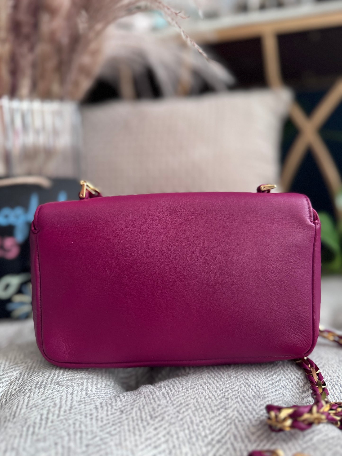 FENDI Nappa Mini Be Baguette Shoulder Bag Ciclamino