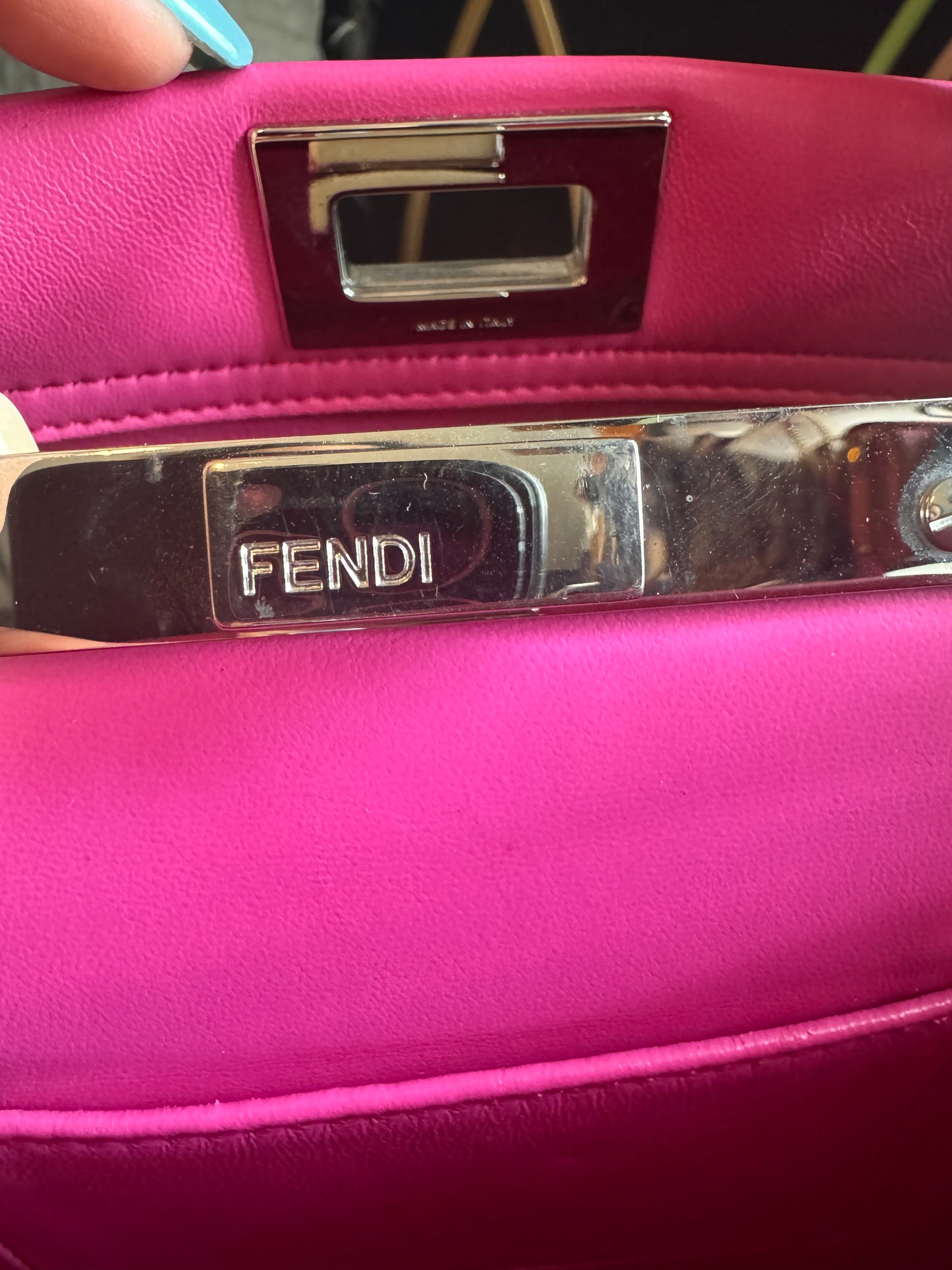 FENDI
Nappa Lace Up Mini Peekaboo Iconic Satchel in Geranio
